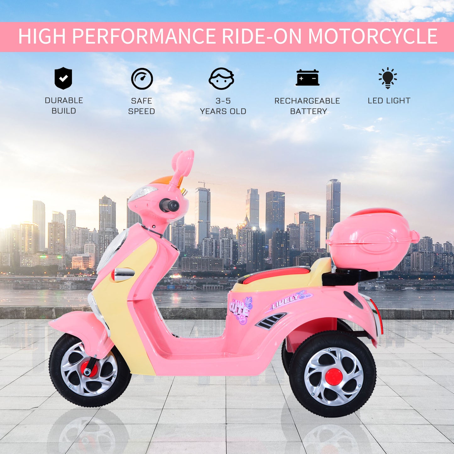 Electric Ride on Toy Car Kids Motorbike Children Battery Tricycle Pink -  Kids Electric Cars & Toys