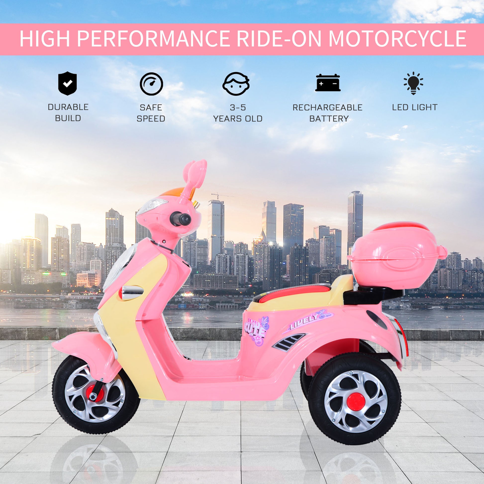 Electric Ride on Toy Car Kids Motorbike Children Battery Tricycle Pink -  Kids Electric Cars & Toys