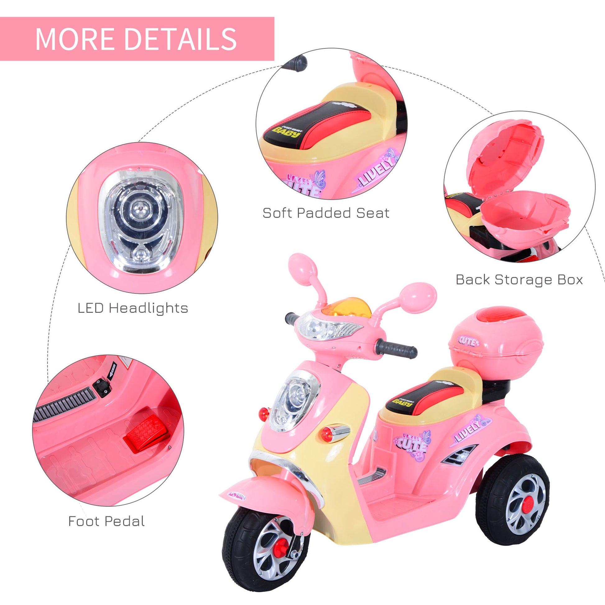 Electric Ride on Toy Car Kids Motorbike Children Battery Tricycle Pink -  Kids Electric Cars & Toys