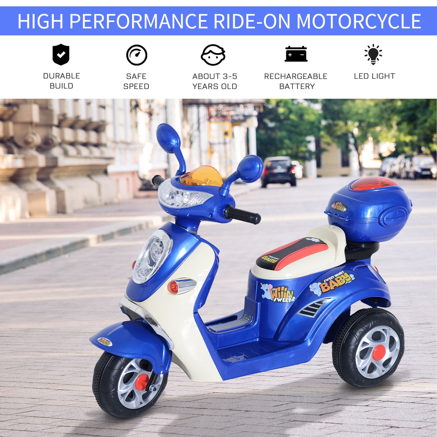 Electric Ride on Toy Car Kids Motorbike Children Battery Tricycle 6V -  Kids Electric Cars & Toys
