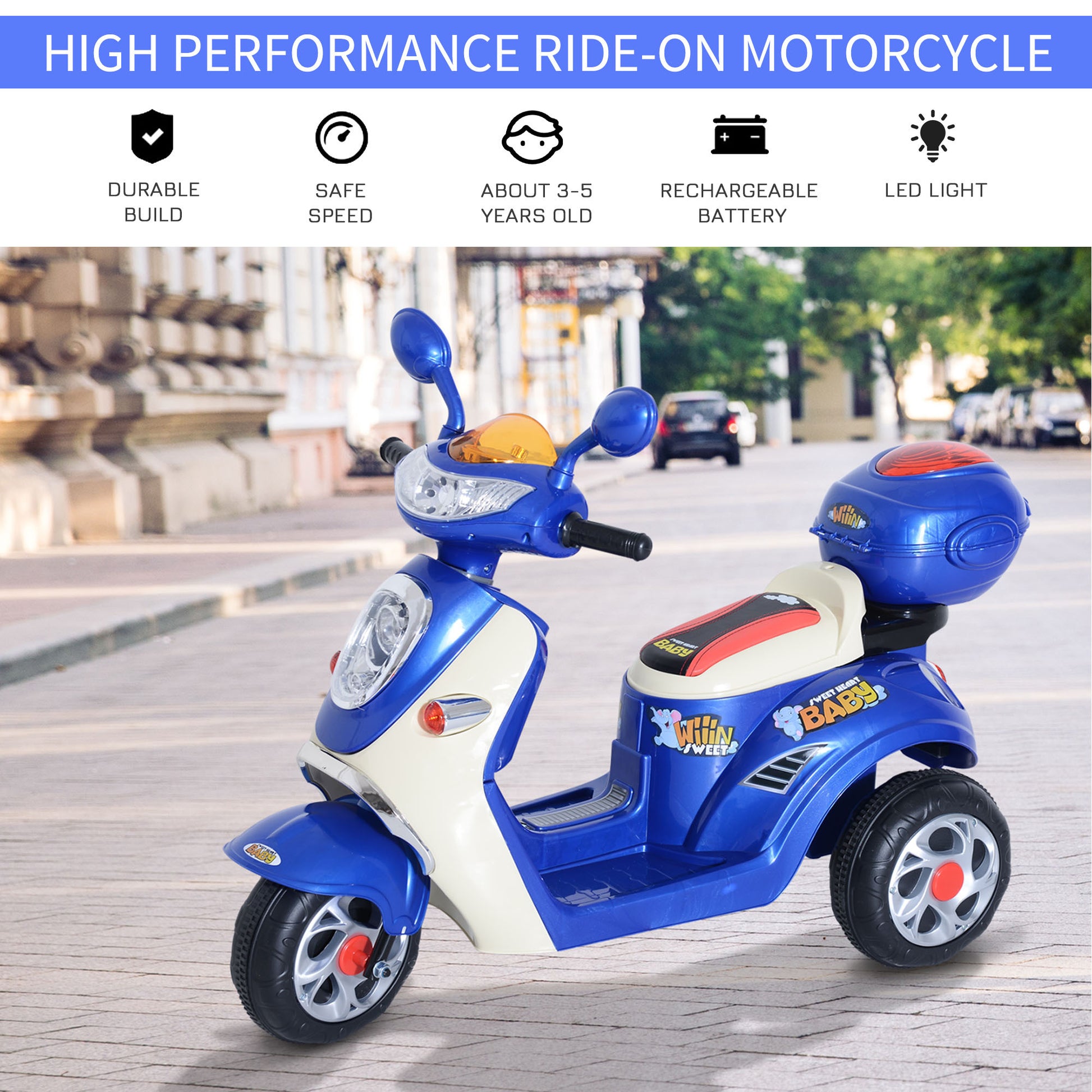 Electric Ride on Toy Car Kids Motorbike Children Battery Tricycle 6V -  Kids Electric Cars & Toys
