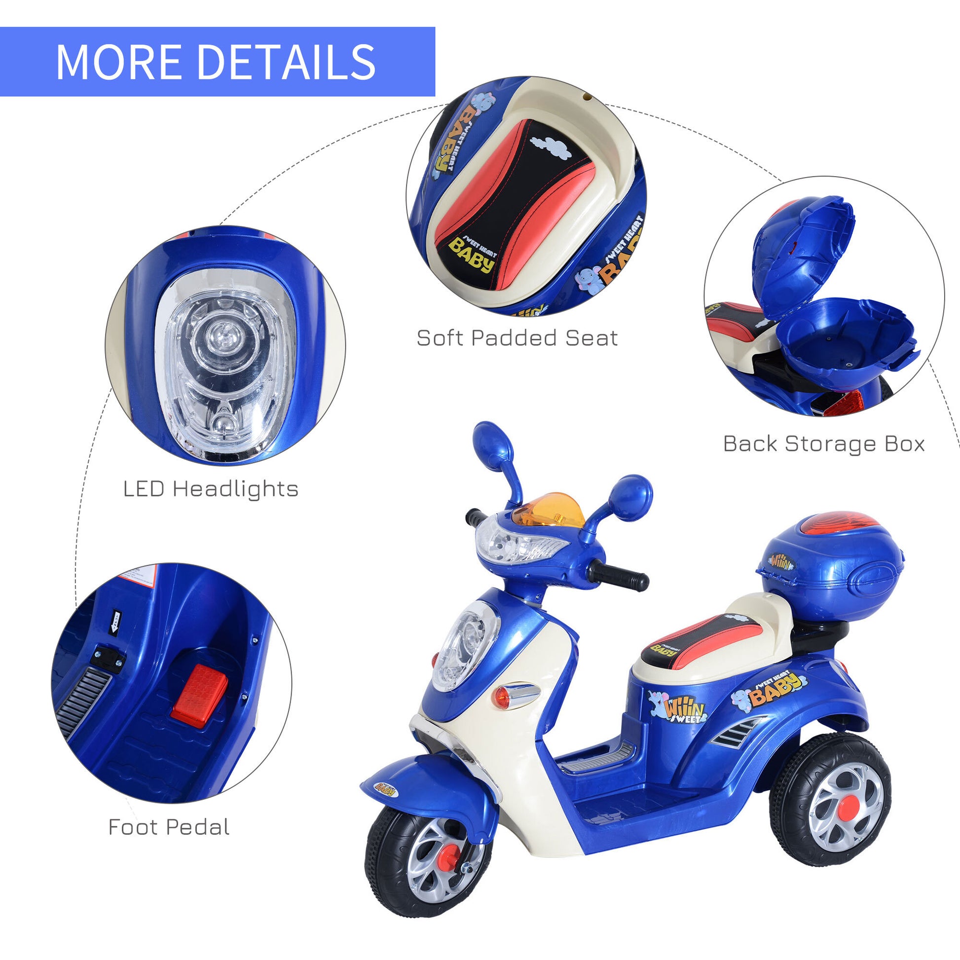Electric Ride on Toy Car Kids Motorbike Children Battery Tricycle 6V -  Kids Electric Cars & Toys