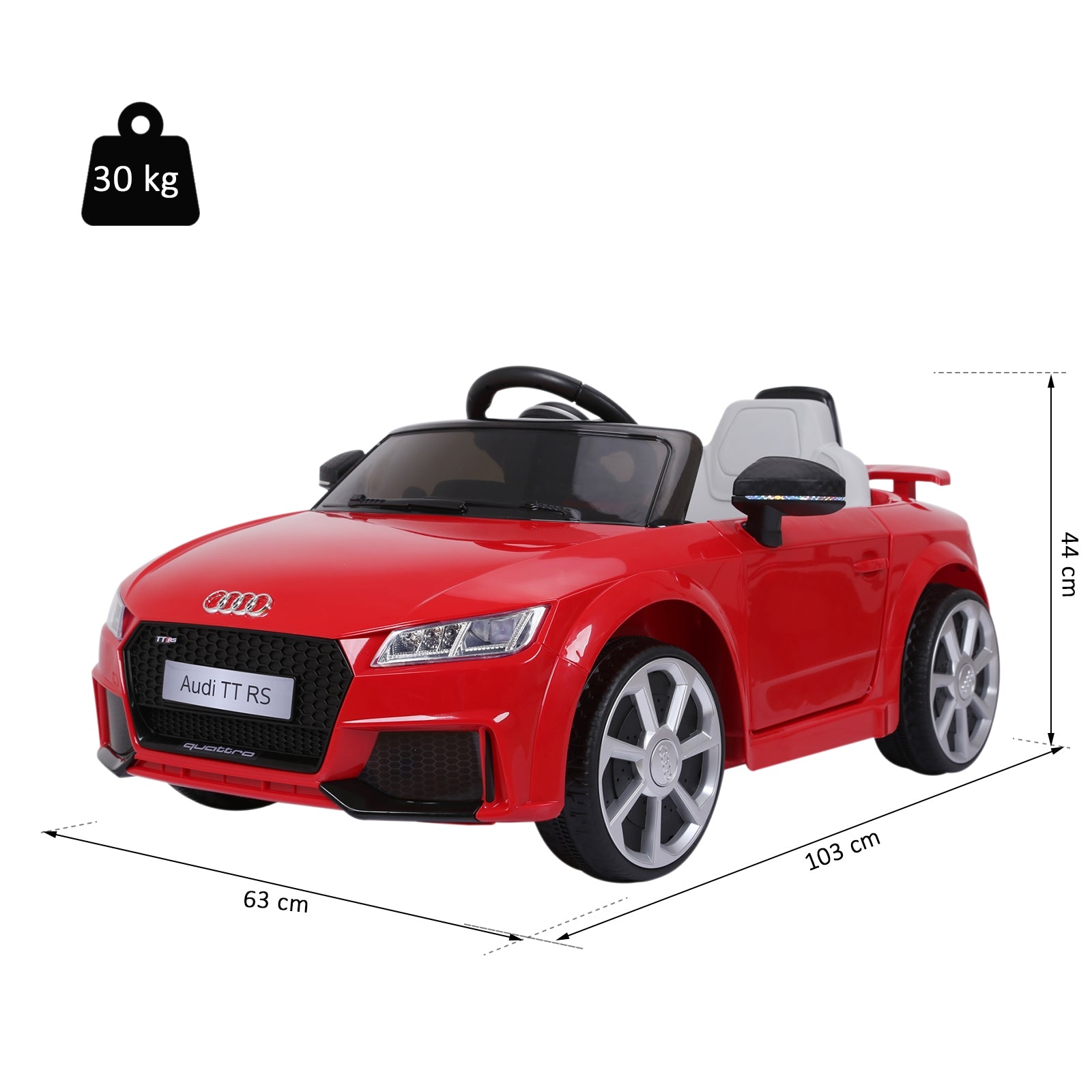 Licensed Audi Tt Ride On Car W/ Remote Headlight Mp3 Red 12v Battery -  Kids Electric Cars & Toys