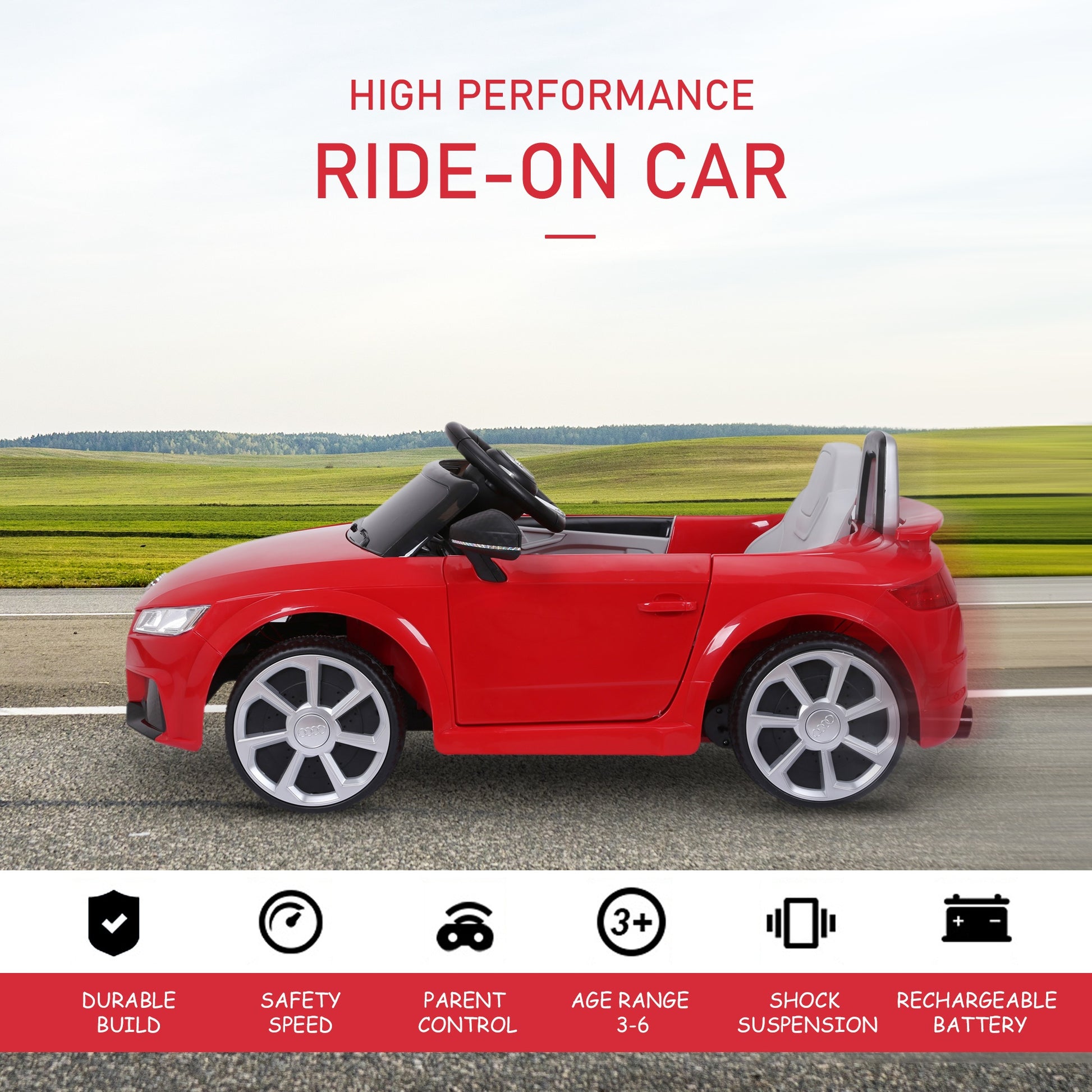 Licensed Audi Tt Ride On Car W/ Remote Headlight Mp3 Red 12v Battery -  Kids Electric Cars & Toys