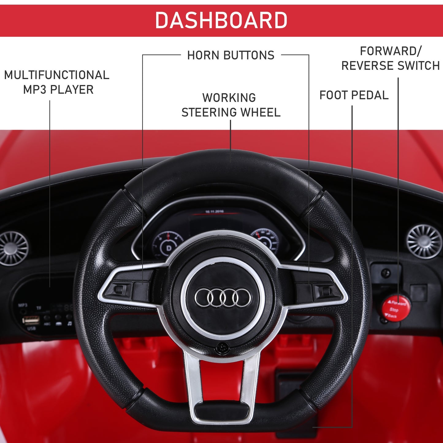 Licensed Audi Tt Ride On Car W/ Remote Headlight Mp3 Red 12v Battery -  Kids Electric Cars & Toys