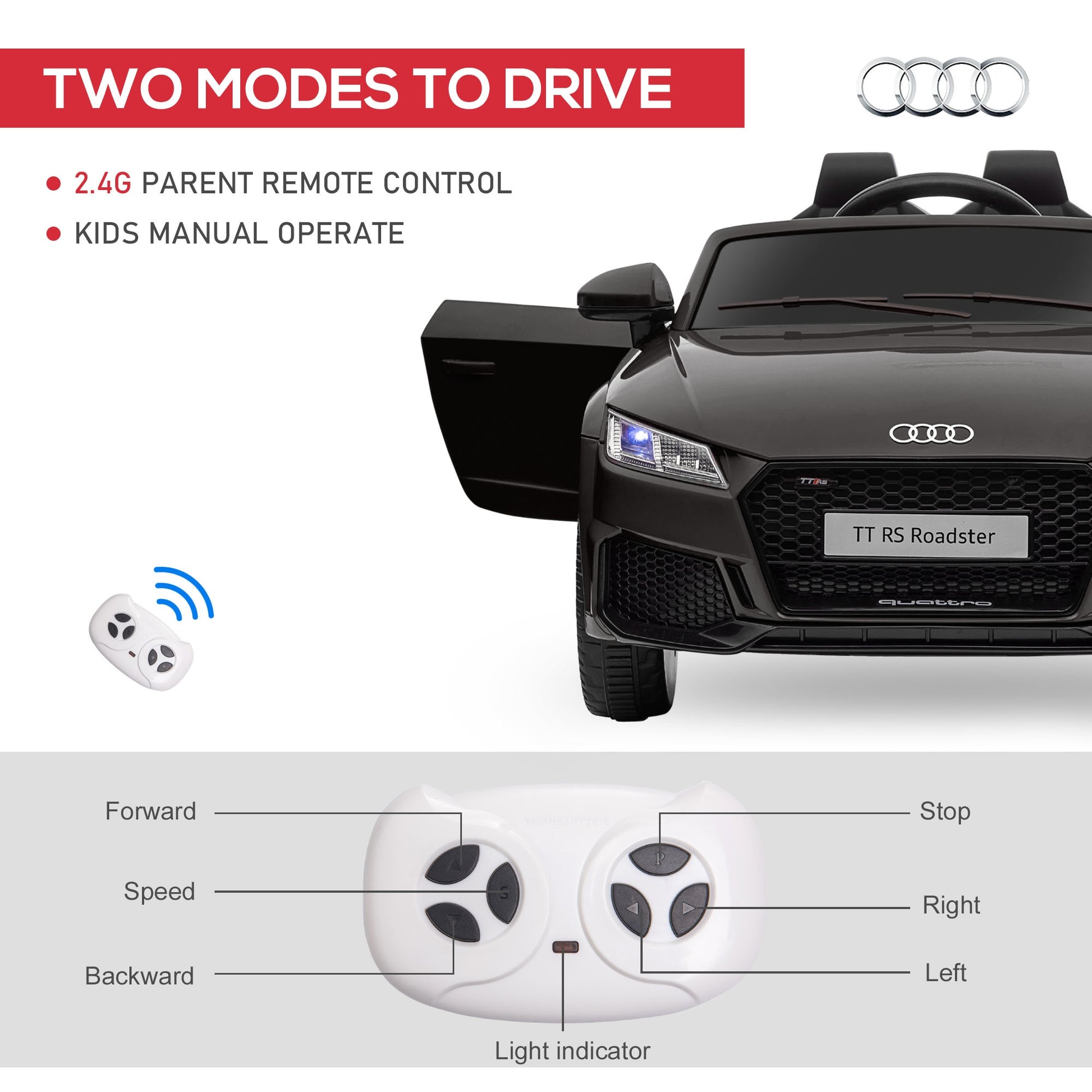 Licensed Audi Tt Ride On Car W/ Remote -  Kids Electric Cars & Toys