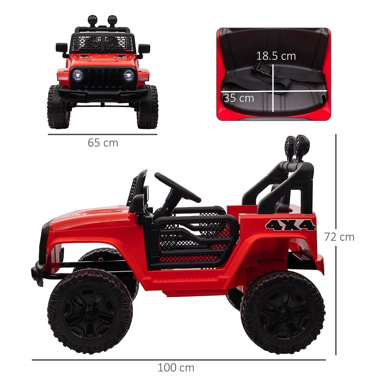 12V Kids Electric Ride On Car Truck Off-road Toy W/ Remote Control Red -  Kids Electric Cars & Toys