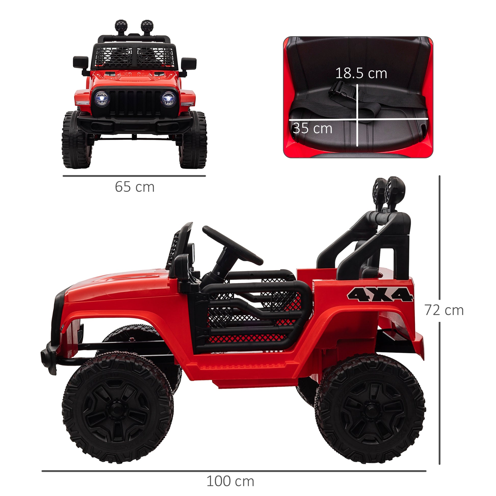 12V Kids Electric Ride On Car Truck Off-road Toy W/ Remote Control Red -  Kids Electric Cars & Toys