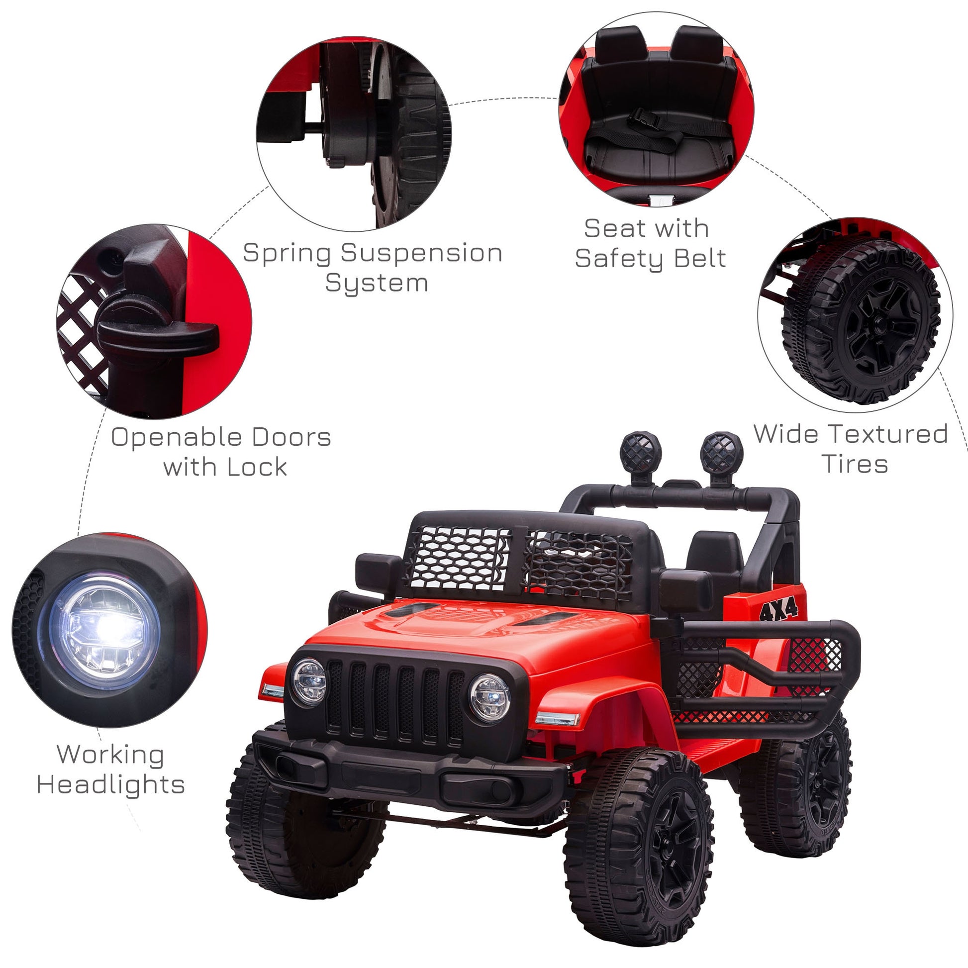 12V Kids Electric Ride On Car Truck Off-road Toy W/ Remote Control Red -  Kids Electric Cars & Toys