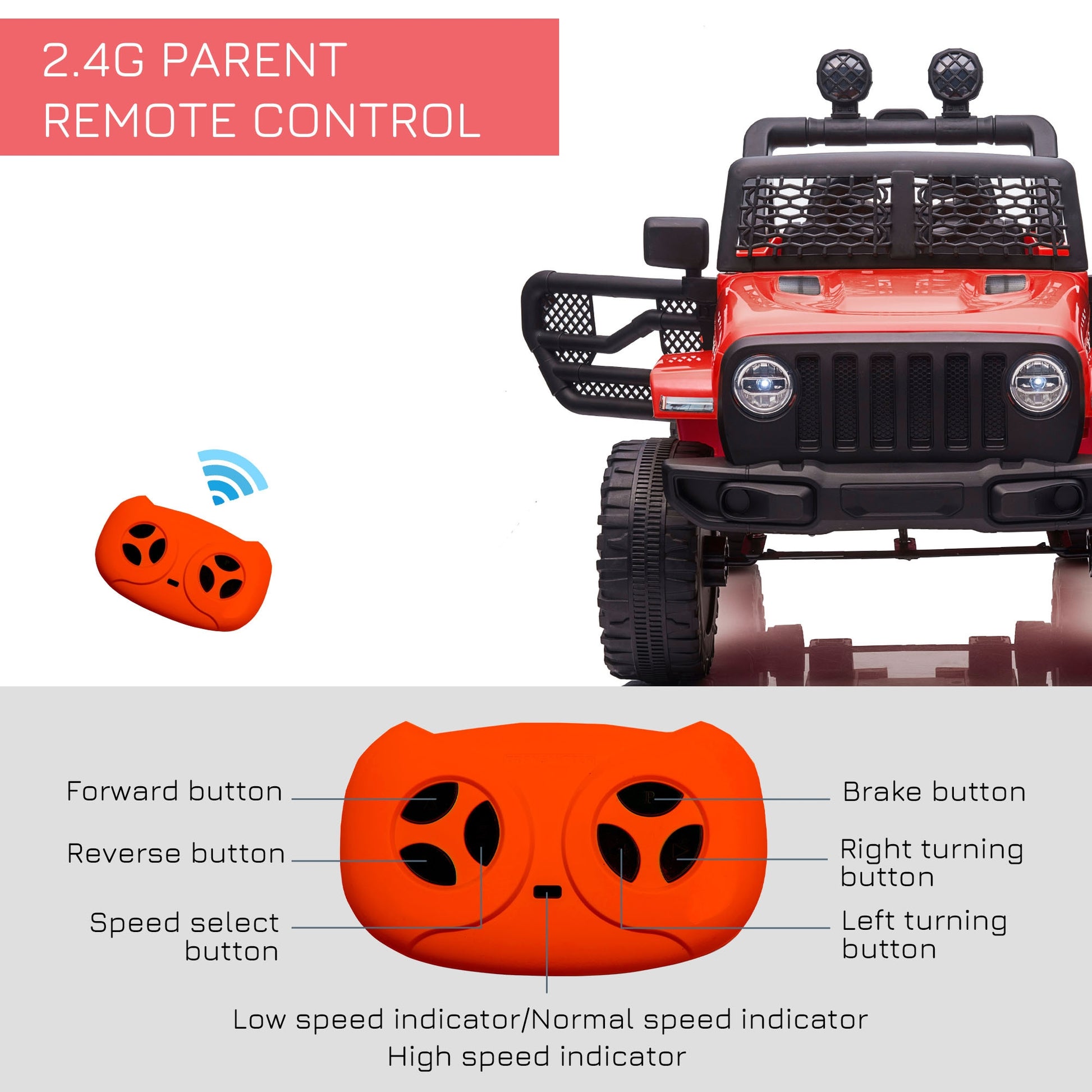 12V Kids Electric Ride On Car Truck Off-road Toy W/ Remote Control Red -  Kids Electric Cars & Toys