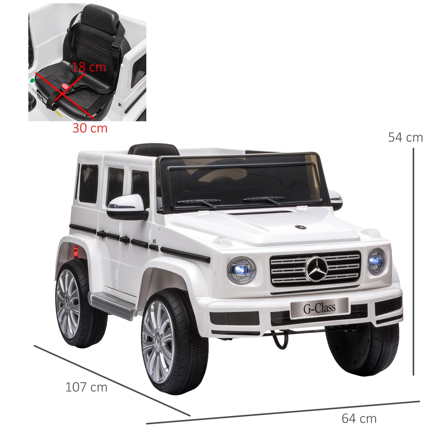 Mercedes Benz G500 12v Kids Electric Ride On Car  White -  Kids Electric Cars & Toys