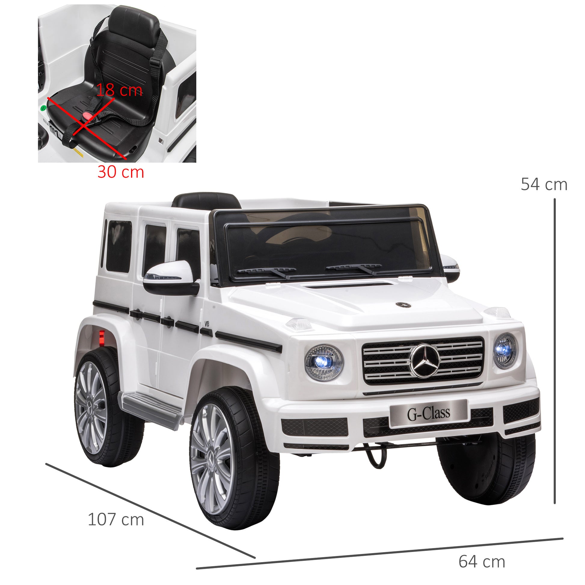 Mercedes Benz G500 12v Kids Electric Ride On Car  White -  Kids Electric Cars & Toys