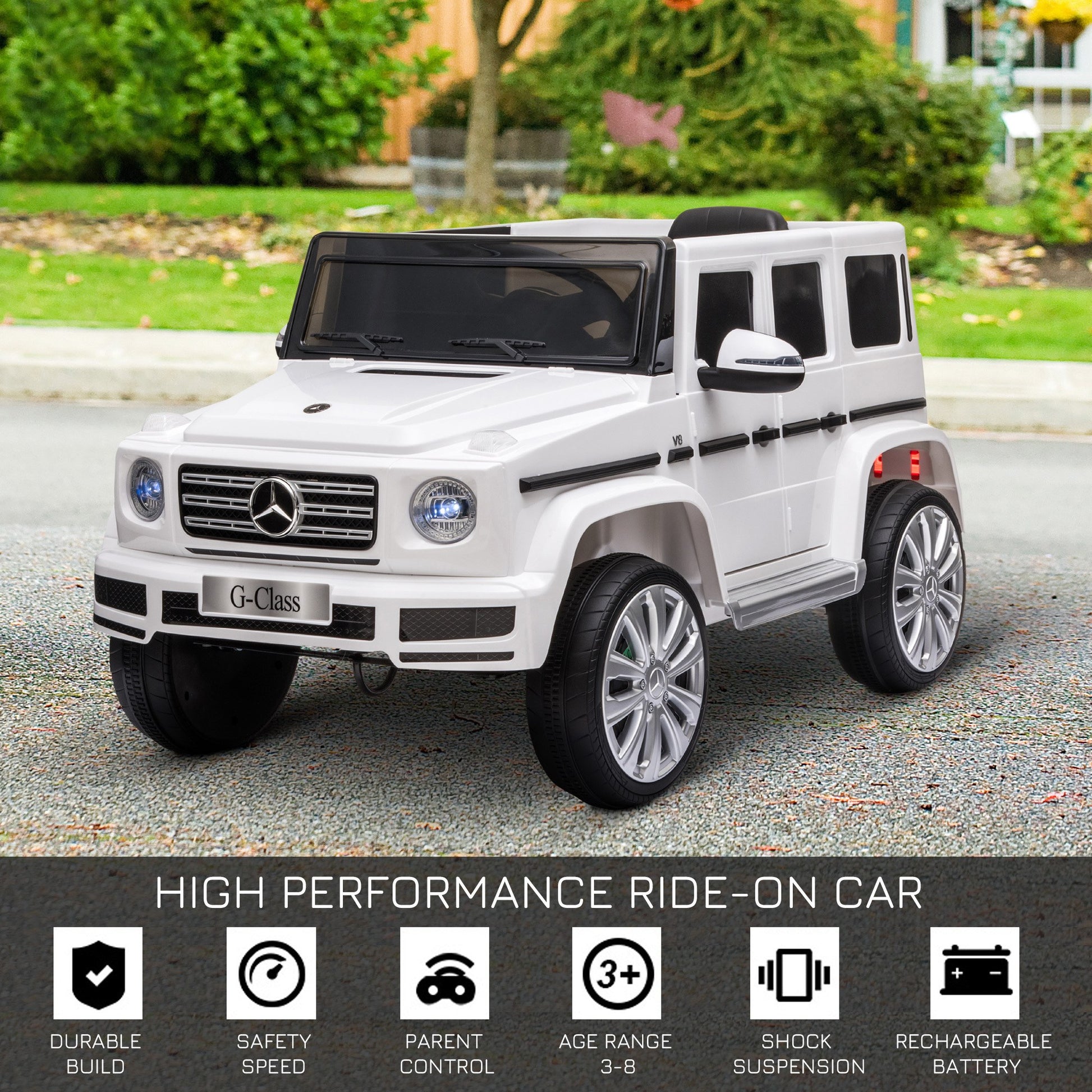 Mercedes Benz G500 12v Kids Electric Ride On Car  White -  Kids Electric Cars & Toys