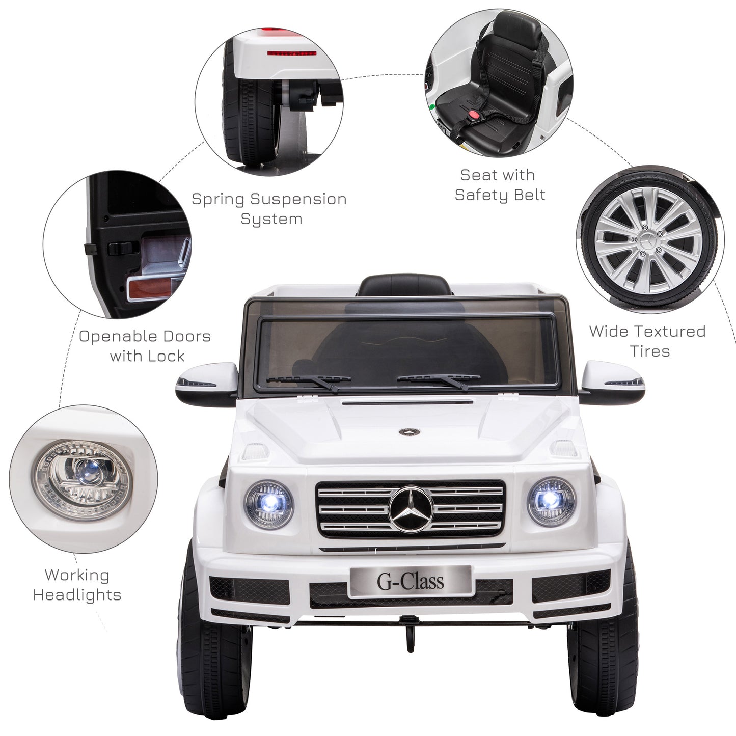 Mercedes Benz G500 12v Kids Electric Ride On Car  White -  Kids Electric Cars & Toys