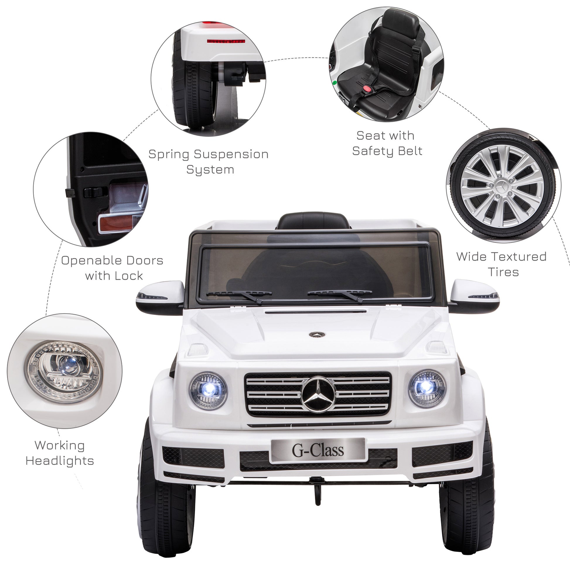 Mercedes Benz G500 12v Kids Electric Ride On Car  White -  Kids Electric Cars & Toys
