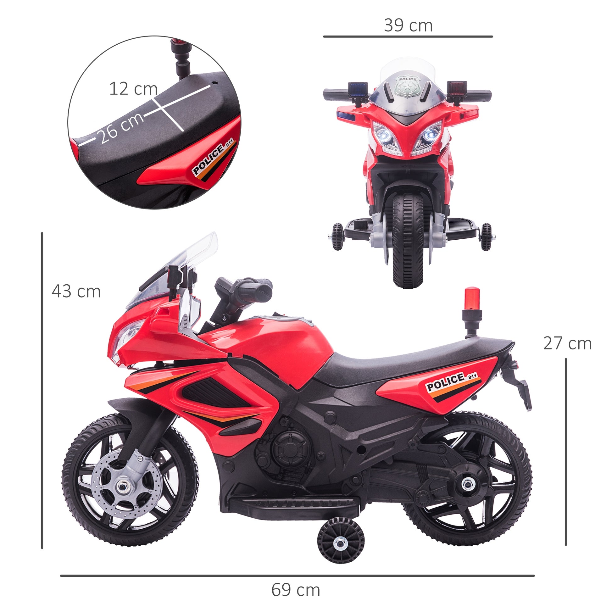 Electric Pedal Motorcycle Ride-on Toy Battery 18-36 Months Red -  Kids Electric Cars & Toys