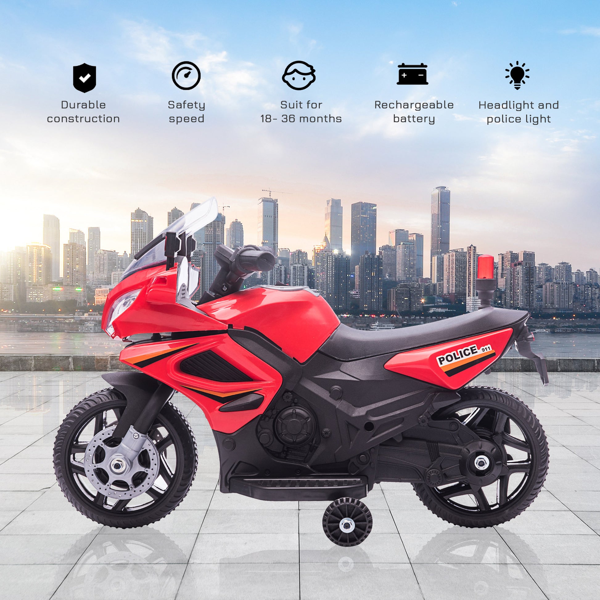 Electric Pedal Motorcycle Ride-on Toy Battery 18-36 Months Red -  Kids Electric Cars & Toys