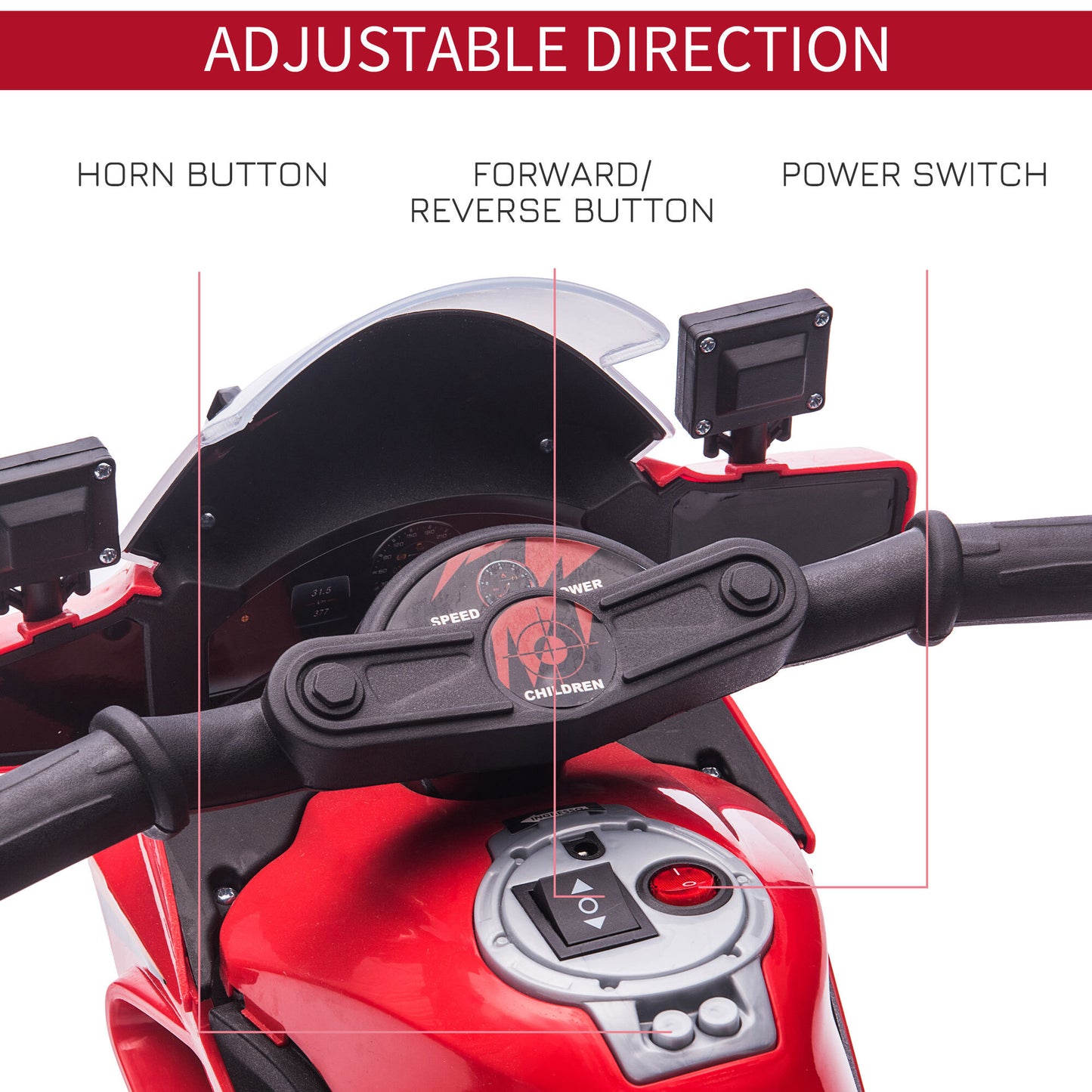 Electric Pedal Motorcycle Ride-on Toy Battery 18-36 Months Red -  Kids Electric Cars & Toys