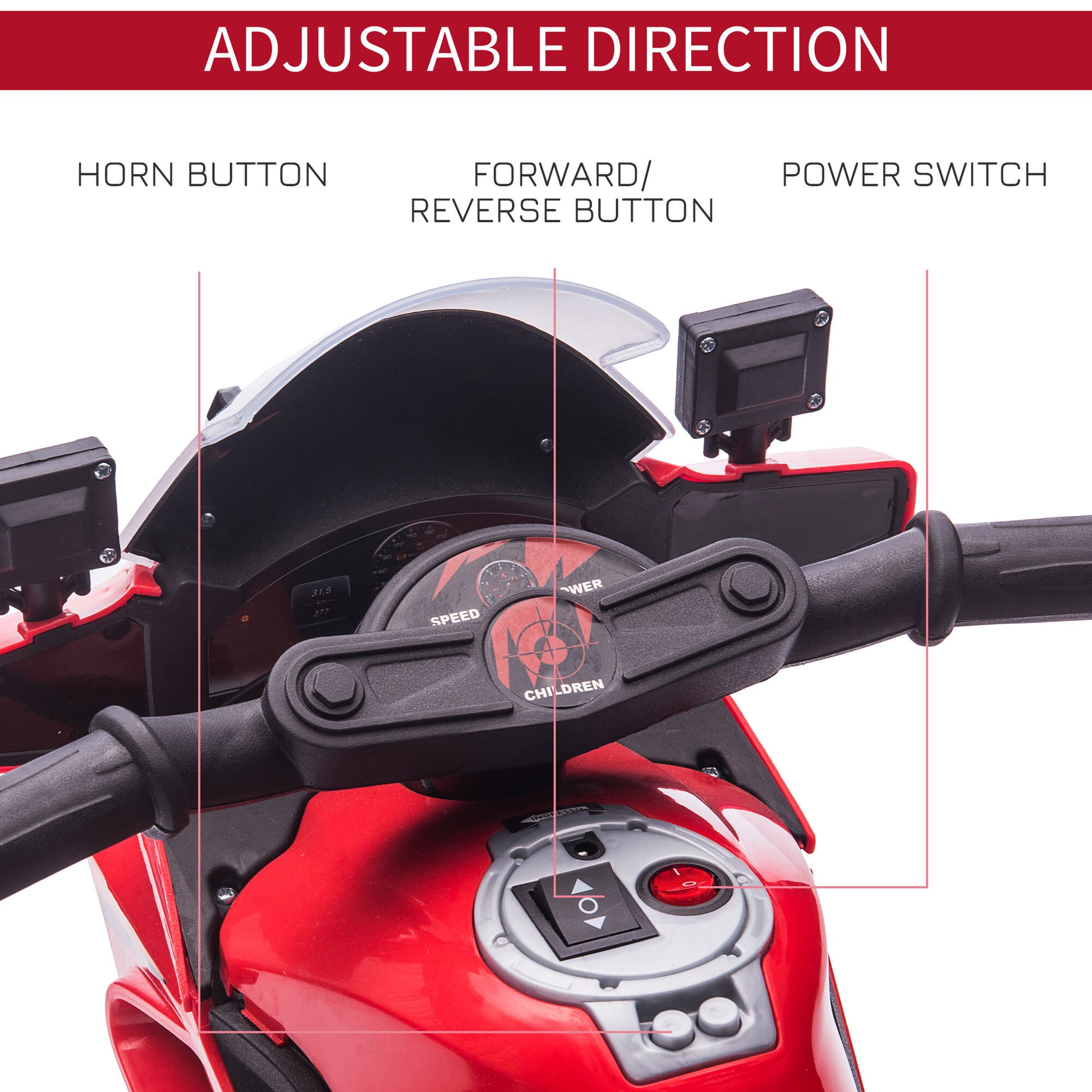 Electric Pedal Motorcycle Ride-on Toy Battery 18-36 Months Red -  Kids Electric Cars & Toys