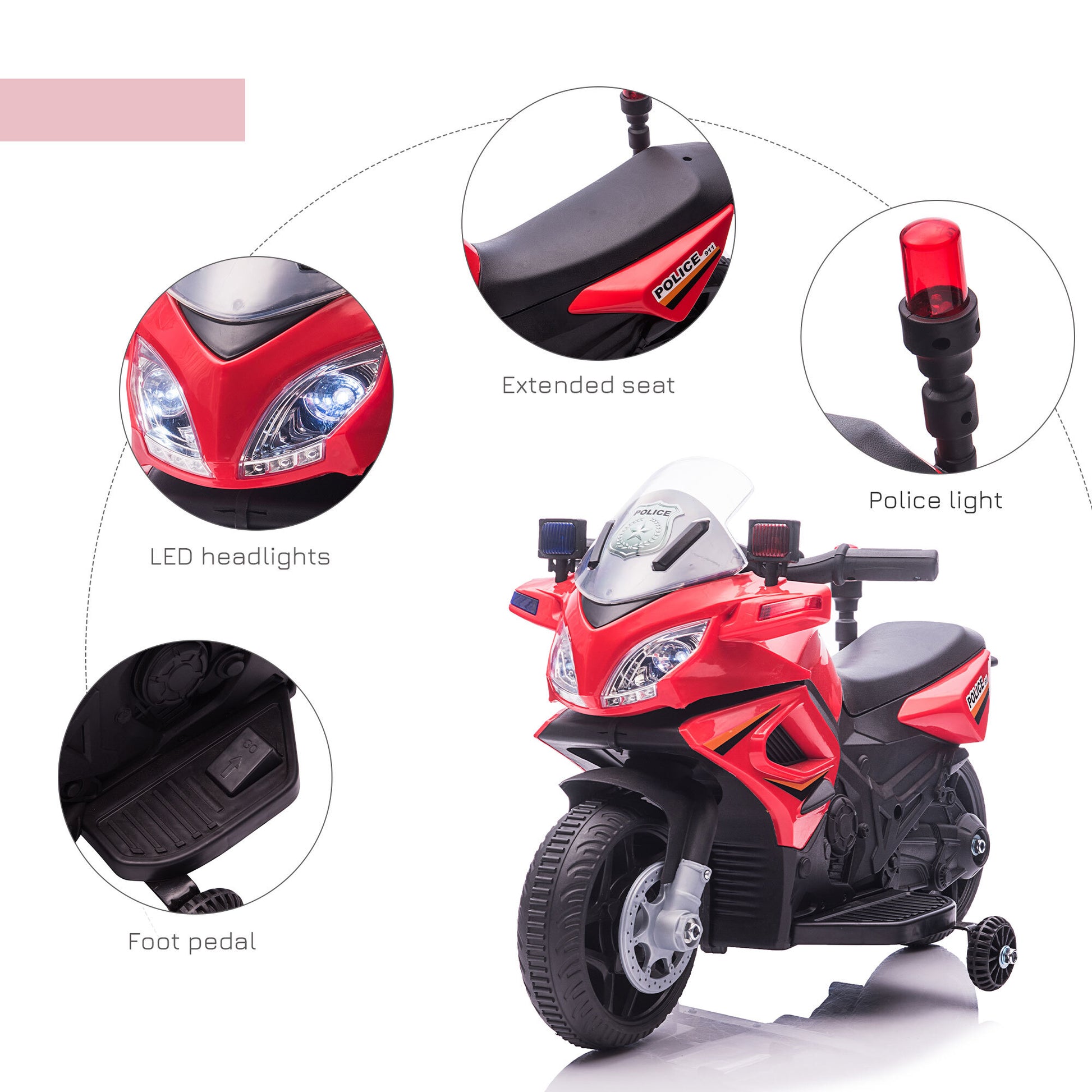 Electric Pedal Motorcycle Ride-on Toy Battery 18-36 Months Red -  Kids Electric Cars & Toys