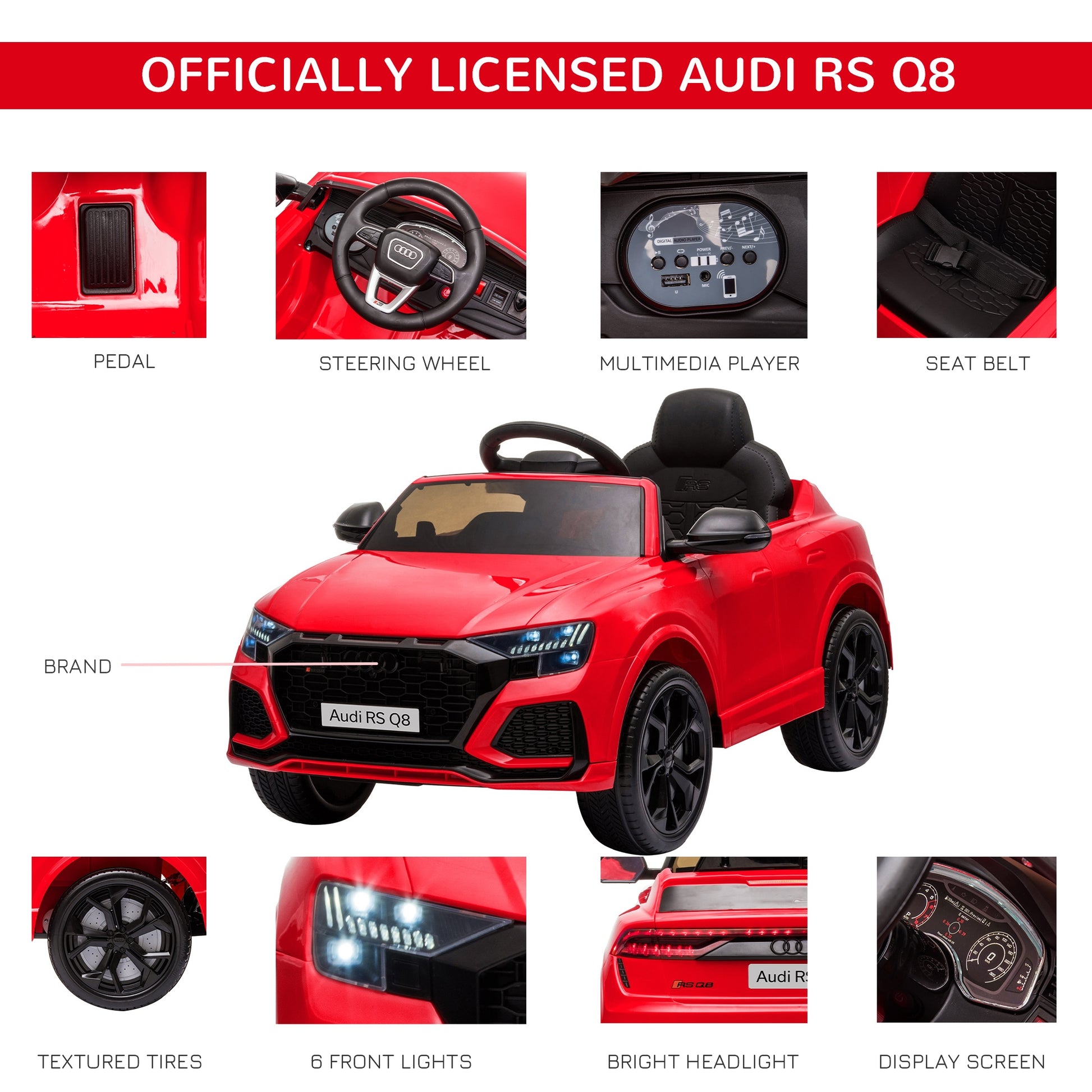Audi Rs Q8 6v Kids Electric Ride On Car -  Kids Electric Cars & Toys