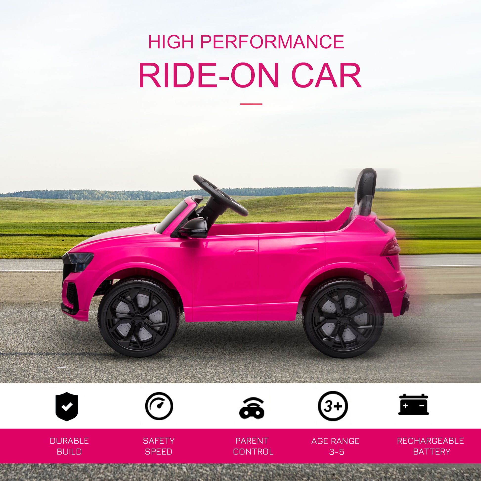 Audi Rs Q8 6v Kids Electric Ride On Car  Pink -  Kids Electric Cars & Toys