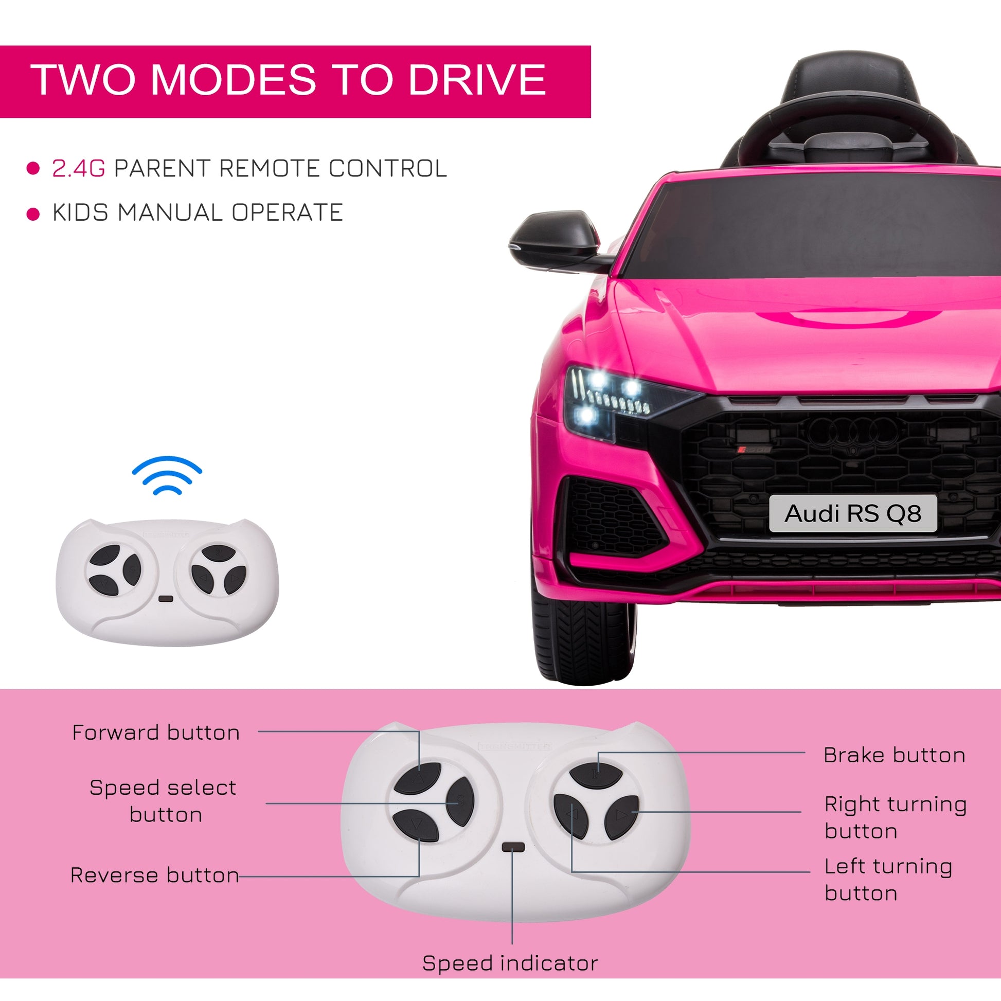 Audi Rs Q8 6v Kids Electric Ride On Car  Pink -  Kids Electric Cars & Toys