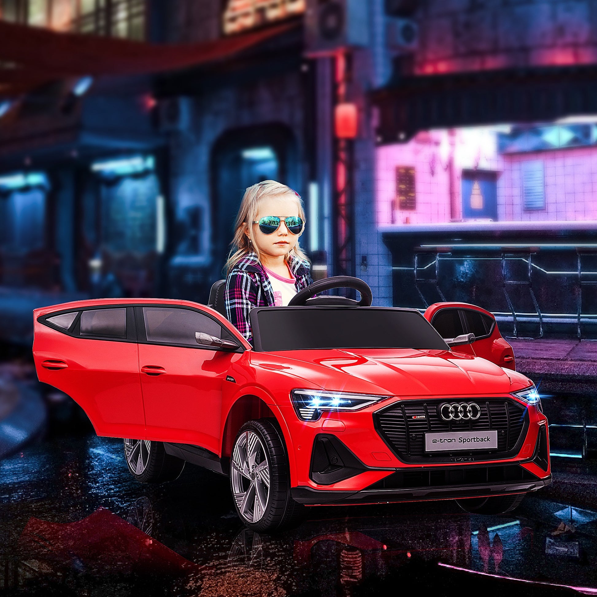 12V Kids Electric Ride-On Car/ w Remote Control, Lights, Music - Red -  Kids Electric Cars & Toys