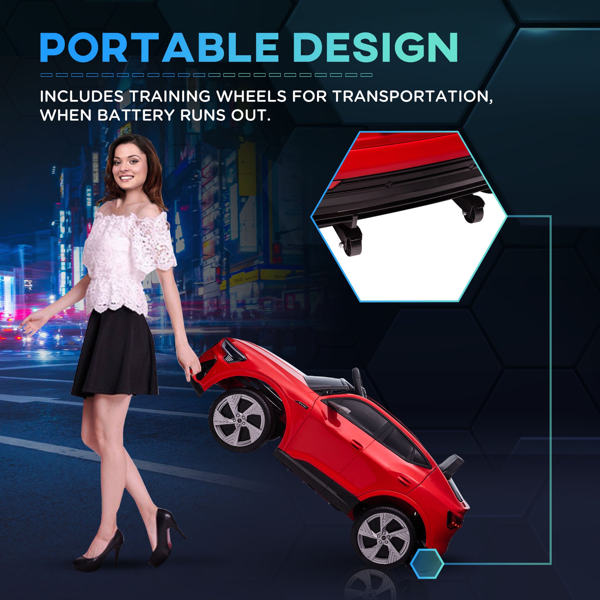 12V Kids Electric Ride-On Car/ w Remote Control, Lights, Music - Red -  Kids Electric Cars & Toys