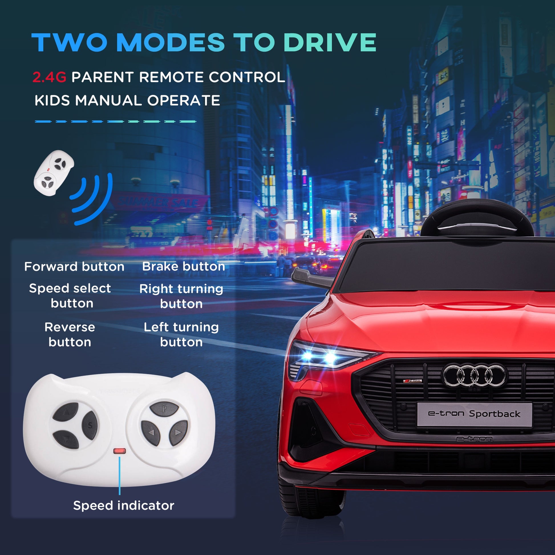 12V Kids Electric Ride-On Car/ w Remote Control, Lights, Music - Red -  Kids Electric Cars & Toys
