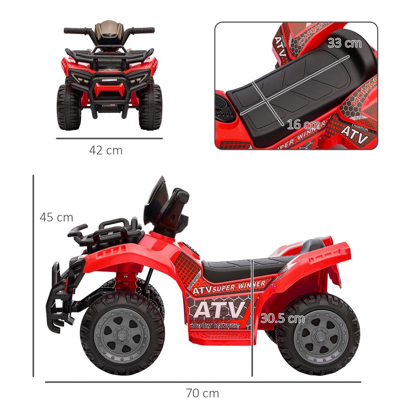 Quad Bike Atv 6v Kids Electric Ride On Car -  Kids Electric Cars & Toys
