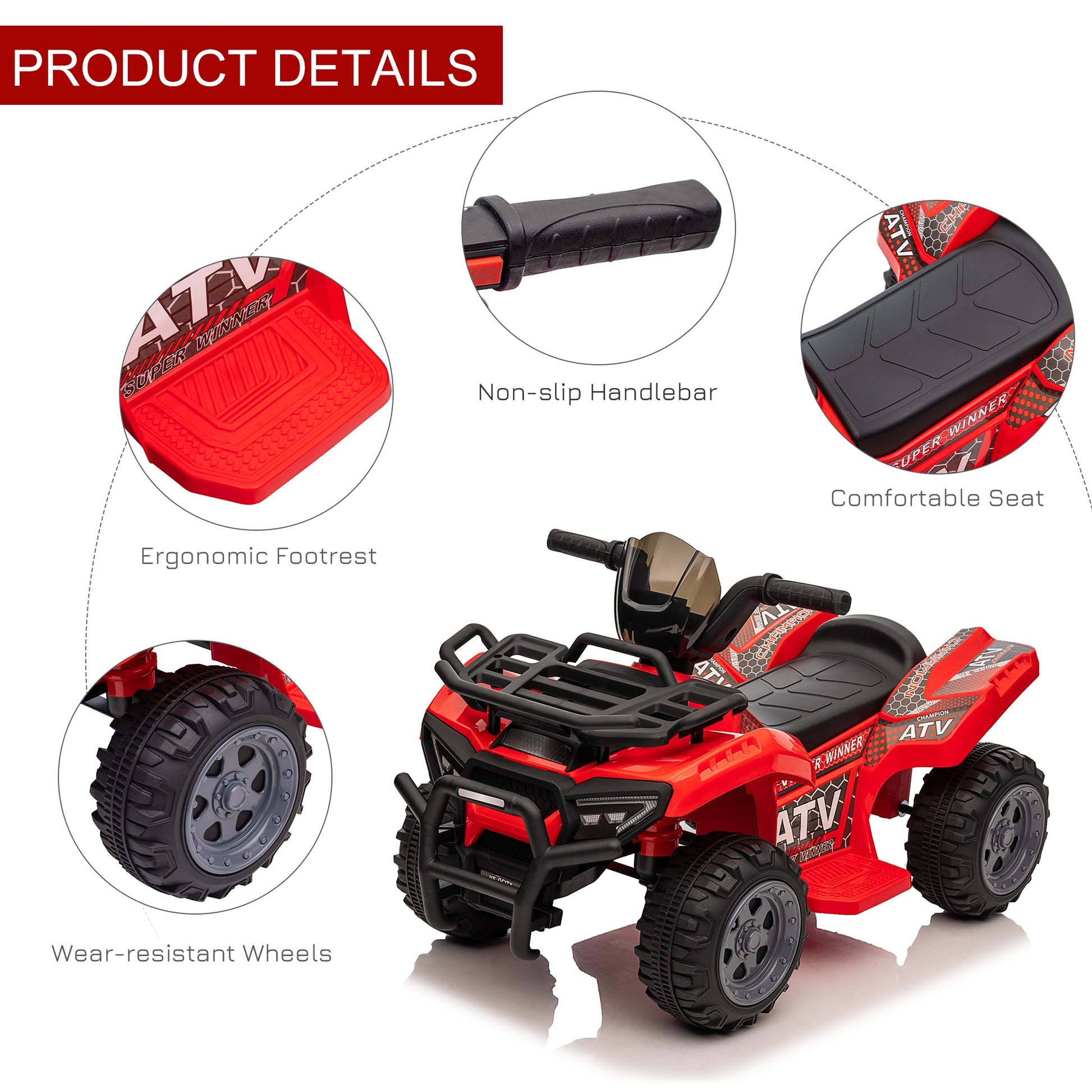 Quad Bike Atv 6v Kids Electric Ride On Car -  Kids Electric Cars & Toys