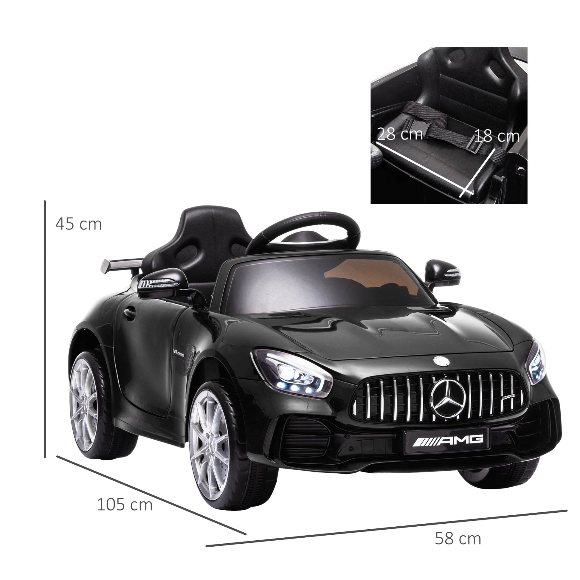 Licensed Mercedes Ride-on Car Black -  Kids Electric Cars & Toys