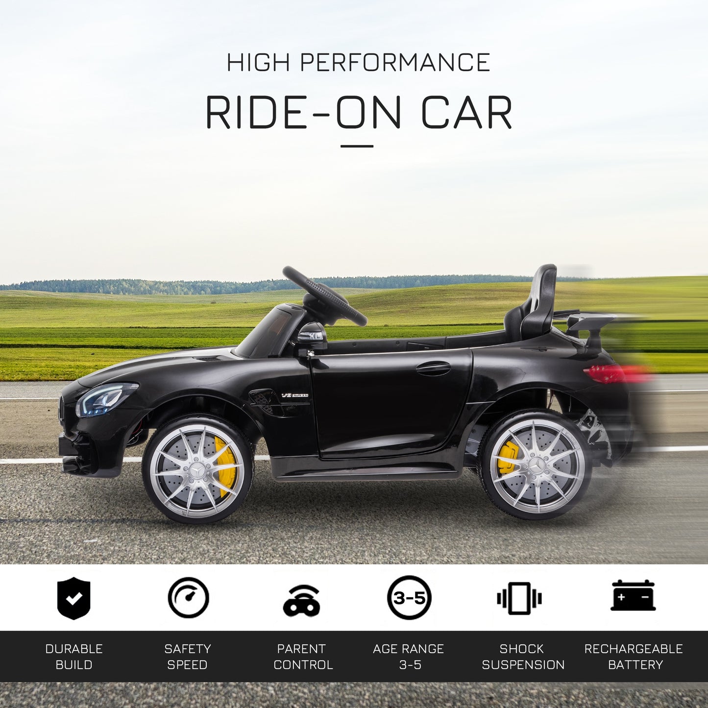 Licensed Mercedes Ride-on Car Black -  Kids Electric Cars & Toys