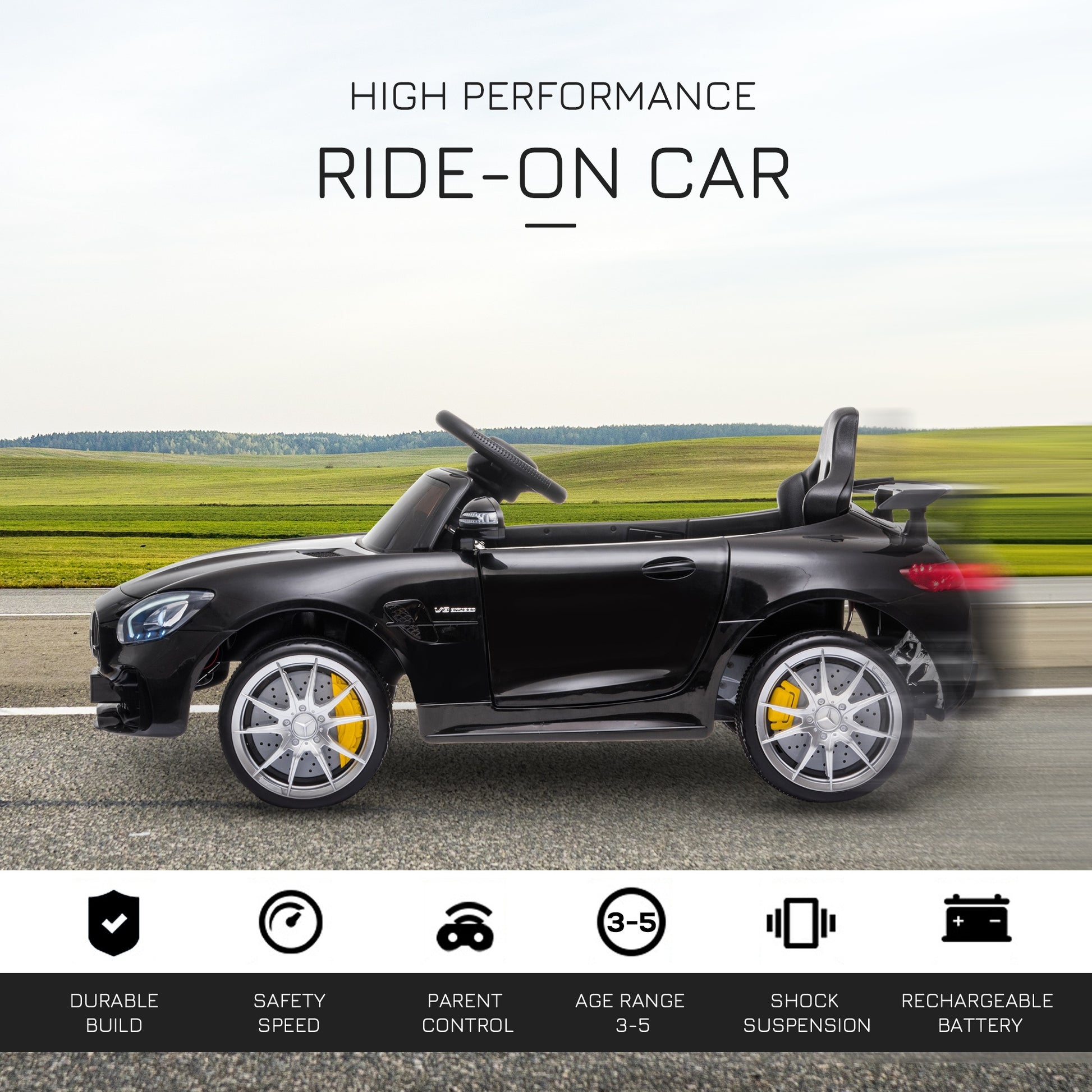 Licensed Mercedes Ride-on Car Black -  Kids Electric Cars & Toys