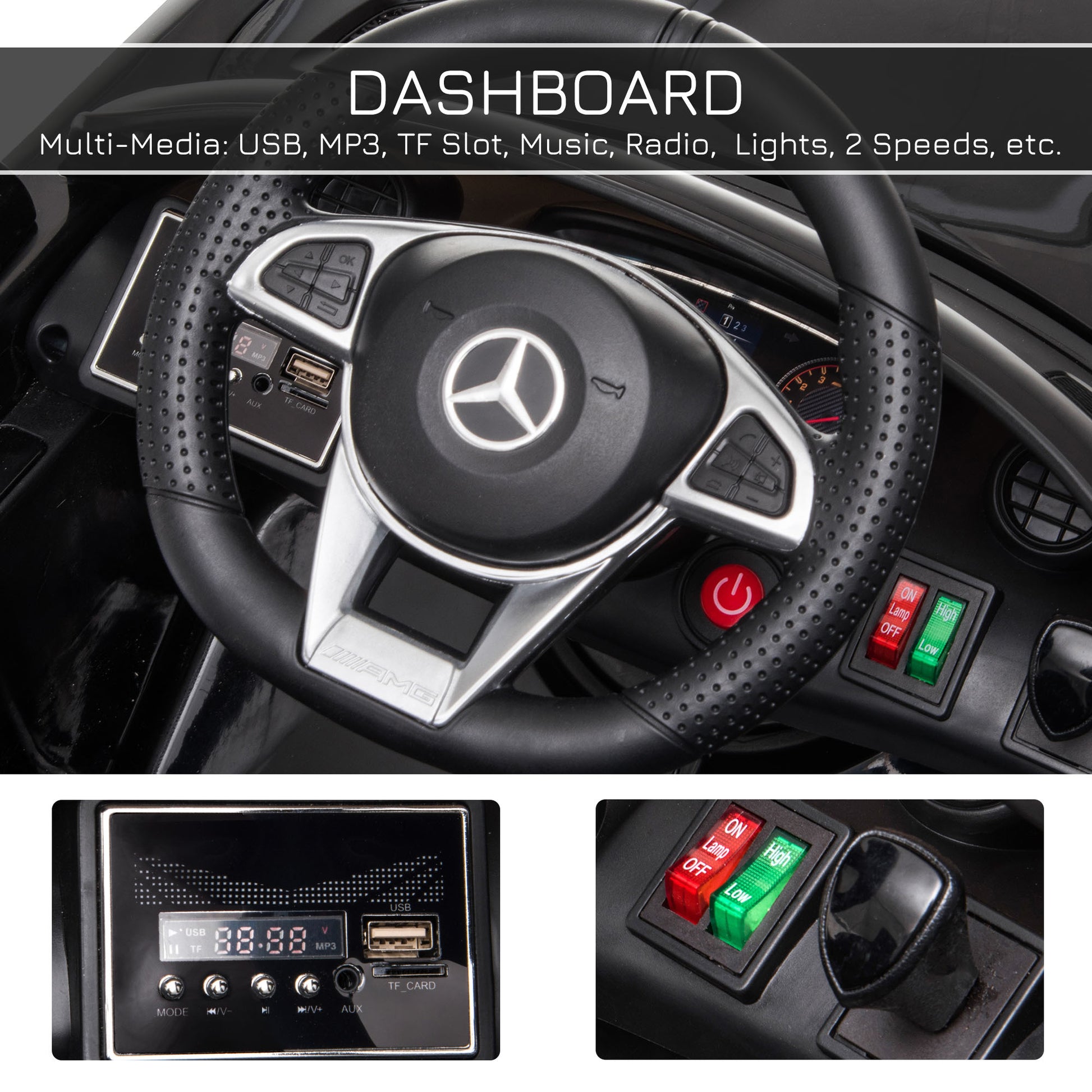 Licensed Mercedes Ride-on Car Black -  Kids Electric Cars & Toys