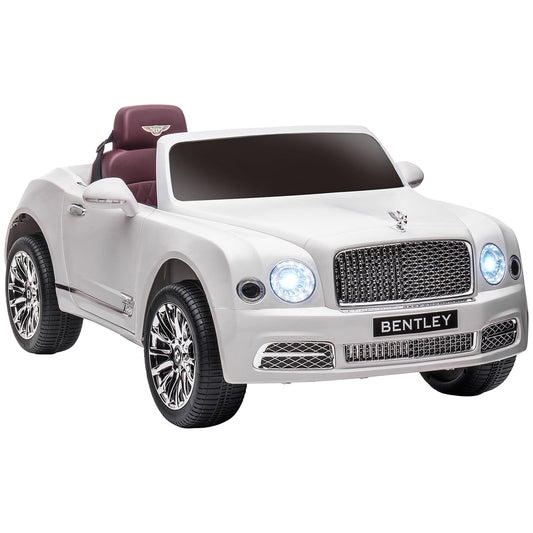 Bentley Mulsanne Licensed Kids Electric Ride-On Car w/ Remote - White -  Kids Electric Cars & Toys
