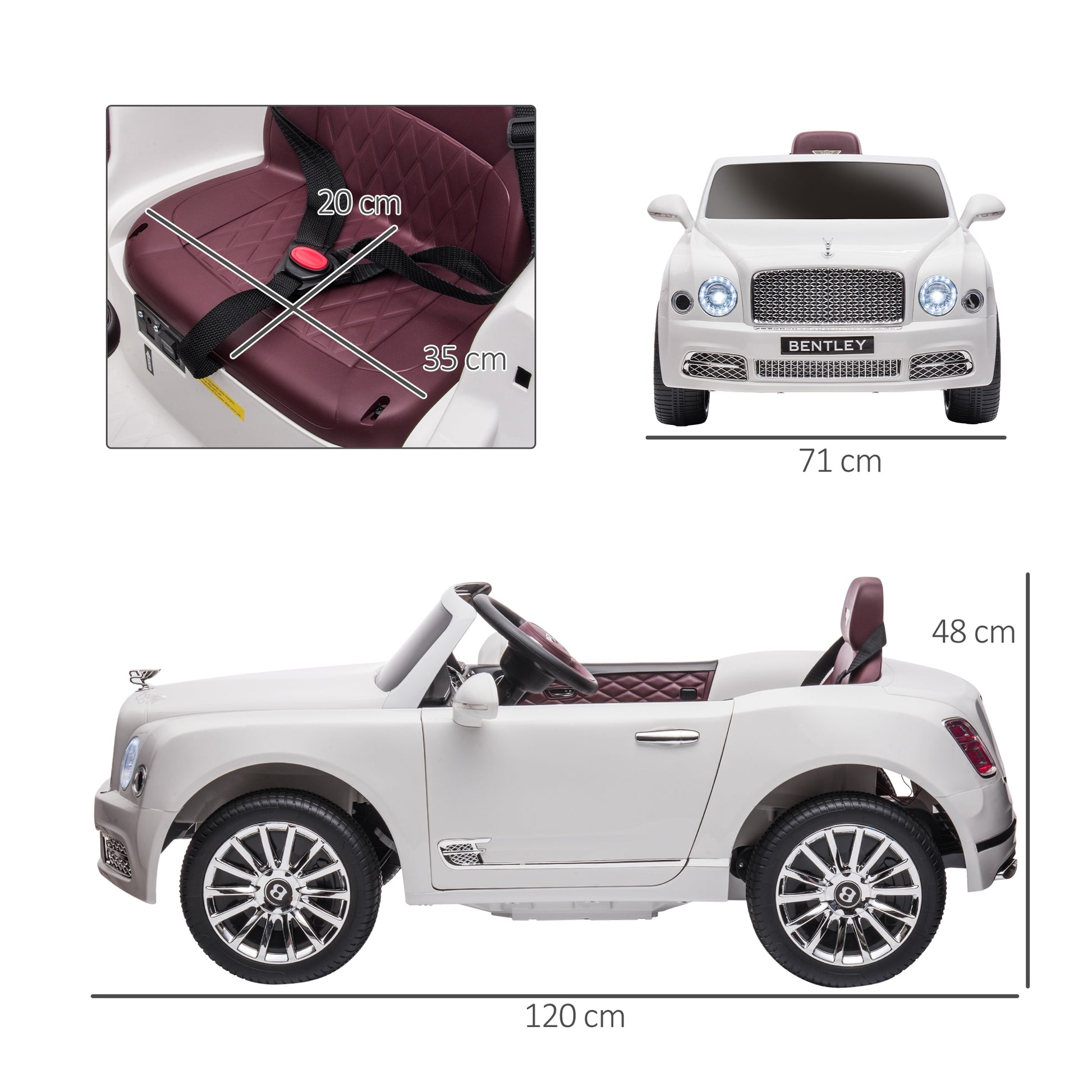 Bentley Mulsanne Licensed Kids Electric Ride-On Car w/ Remote - White -  Kids Electric Cars & Toys