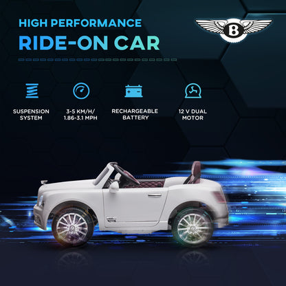 Bentley Mulsanne Licensed Kids Electric Ride-On Car w/ Remote - White -  Kids Electric Cars & Toys