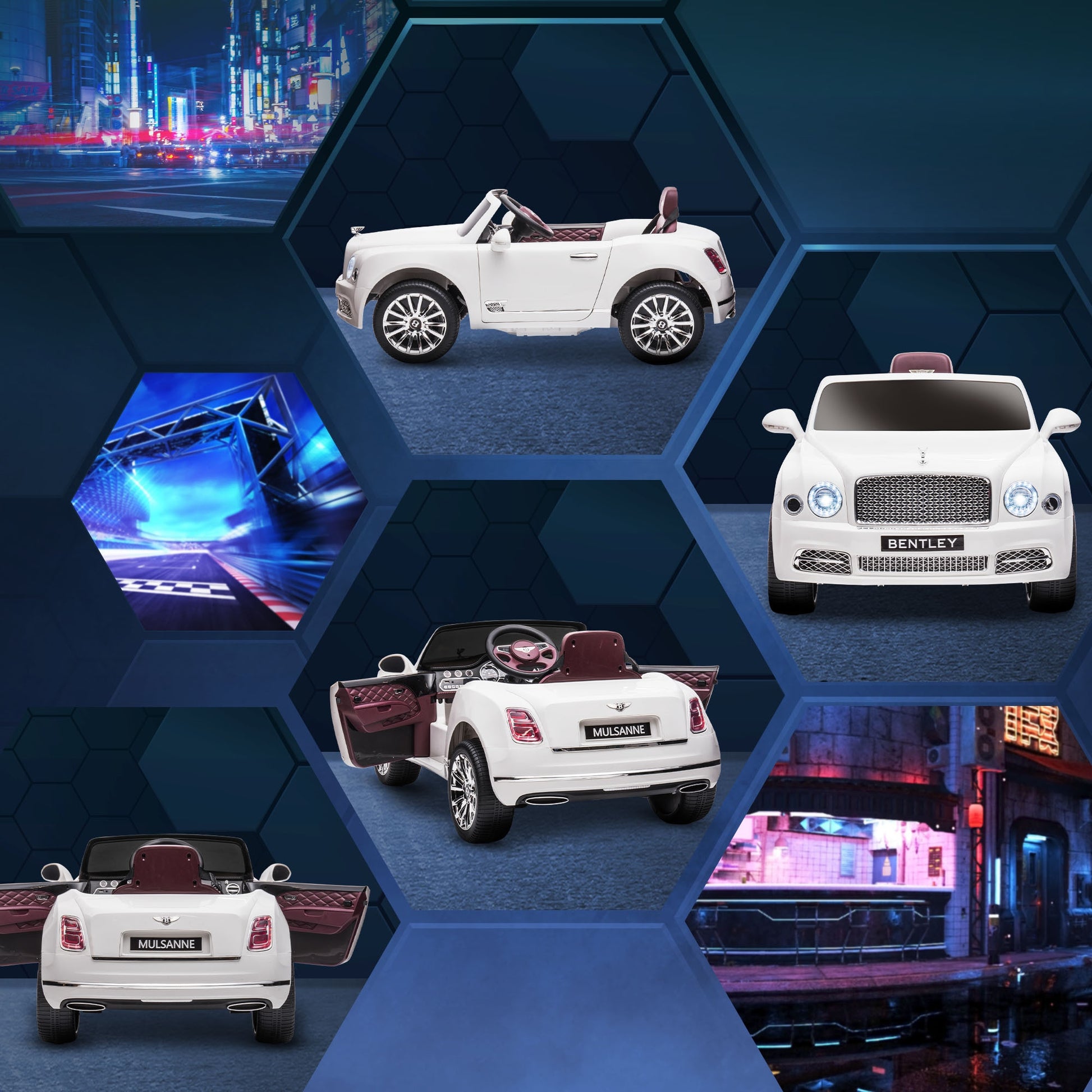 Bentley Mulsanne Licensed Kids Electric Ride-On Car w/ Remote - White -  Kids Electric Cars & Toys