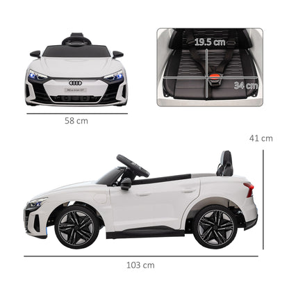 Audi RS e-tron GT Licensed 12V Kids Electric Ride on W/ Remote, White -  Kids Electric Cars & Toys