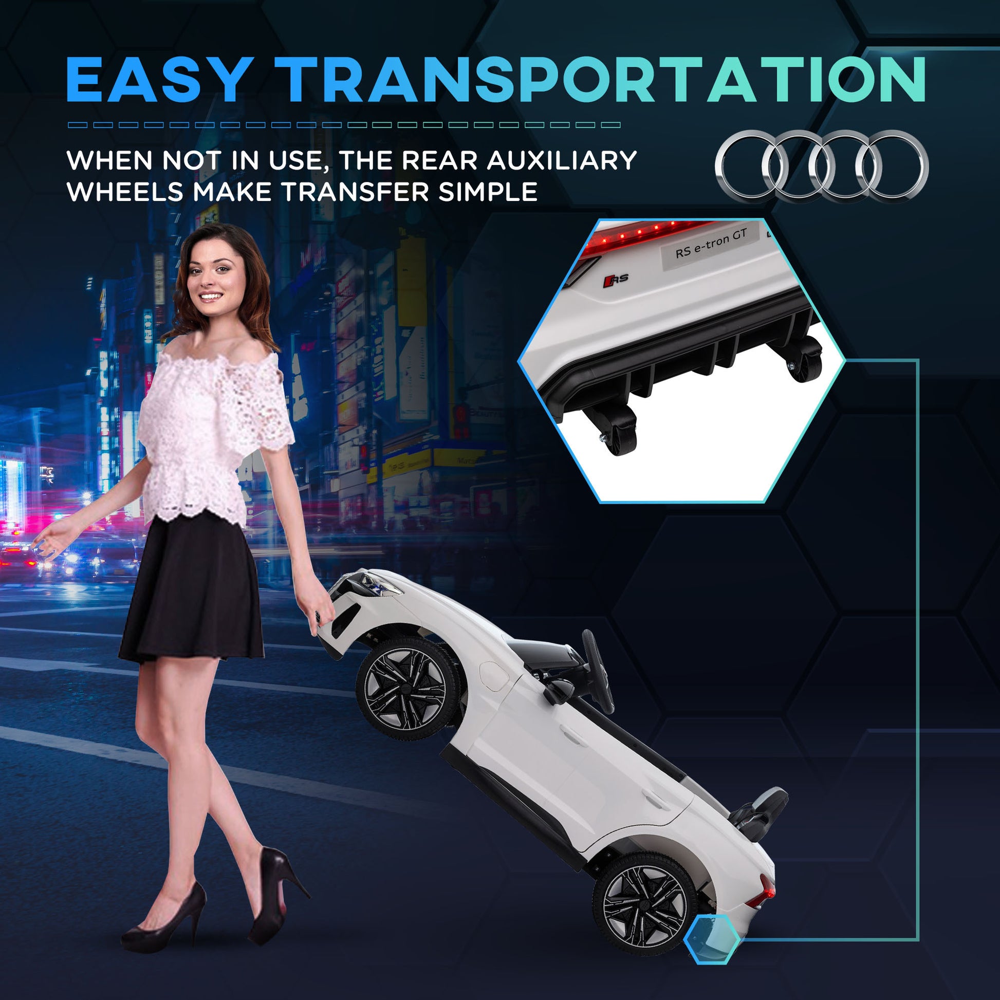 Audi RS e-tron GT Licensed 12V Kids Electric Ride on W/ Remote, White -  Kids Electric Cars & Toys