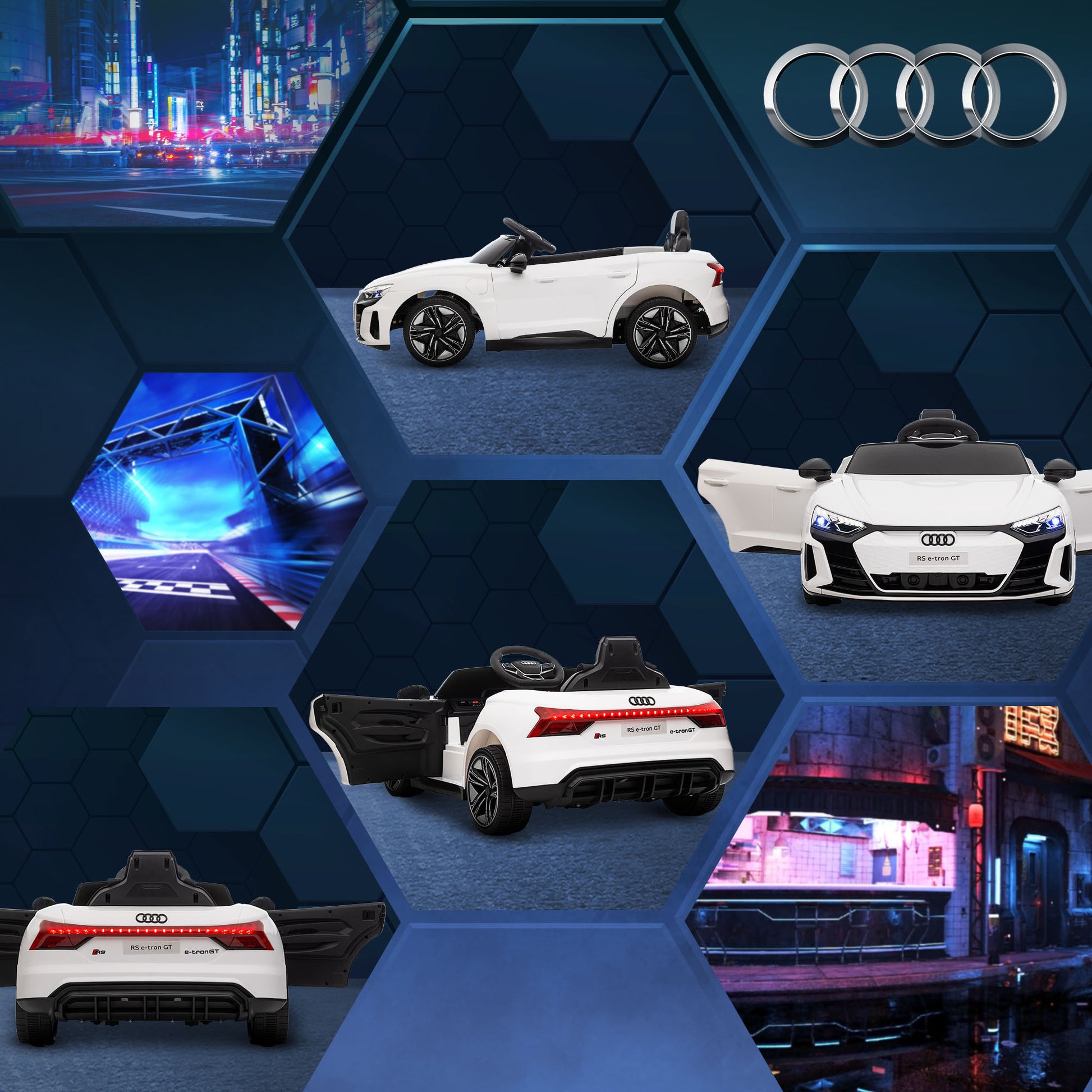 Audi RS e-tron GT Licensed 12V Kids Electric Ride on W/ Remote, White -  Kids Electric Cars & Toys