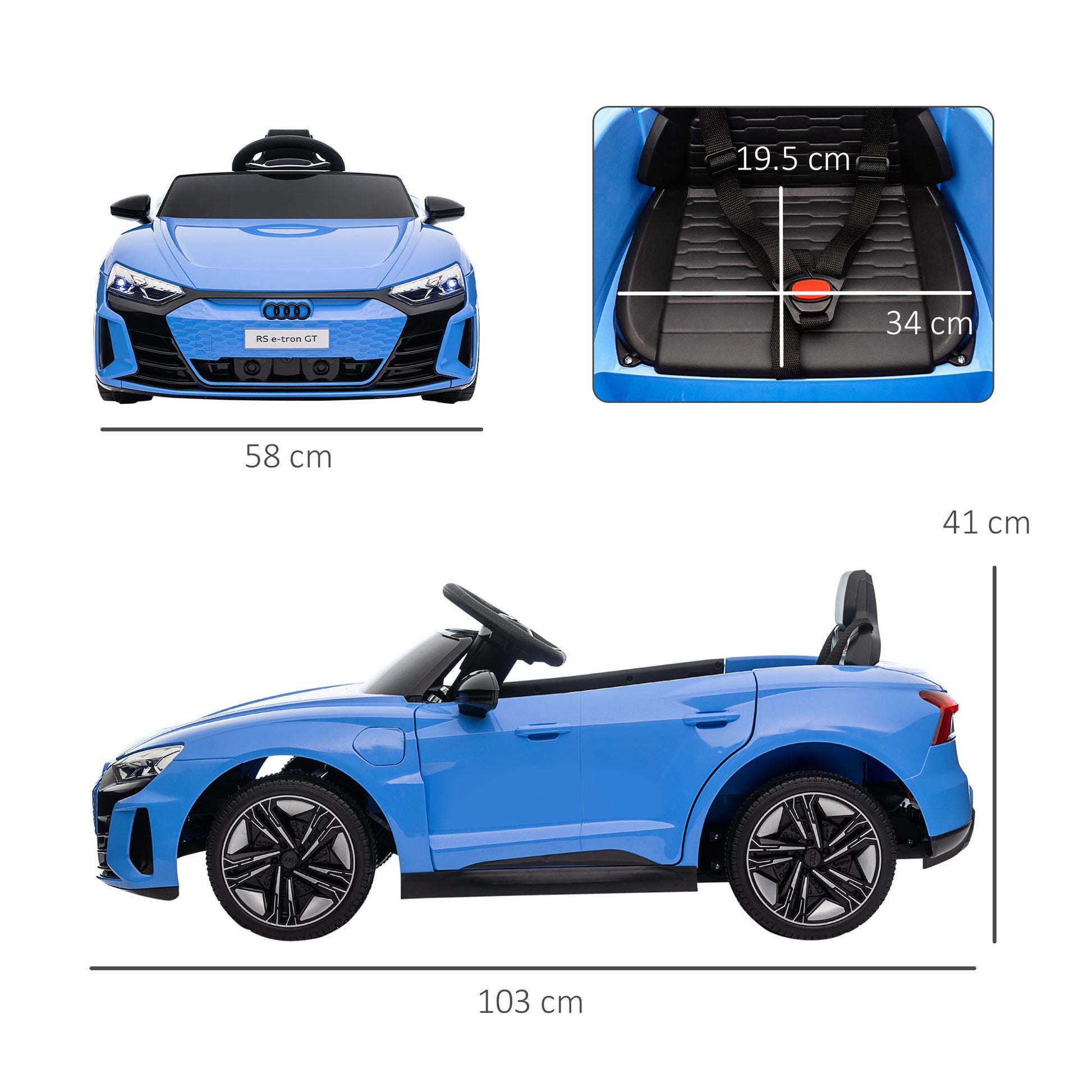 Audi RS e-tron GT Licensed 12V Kids Electric Ride on W/ Remote, Blue -  Kids Electric Cars & Toys