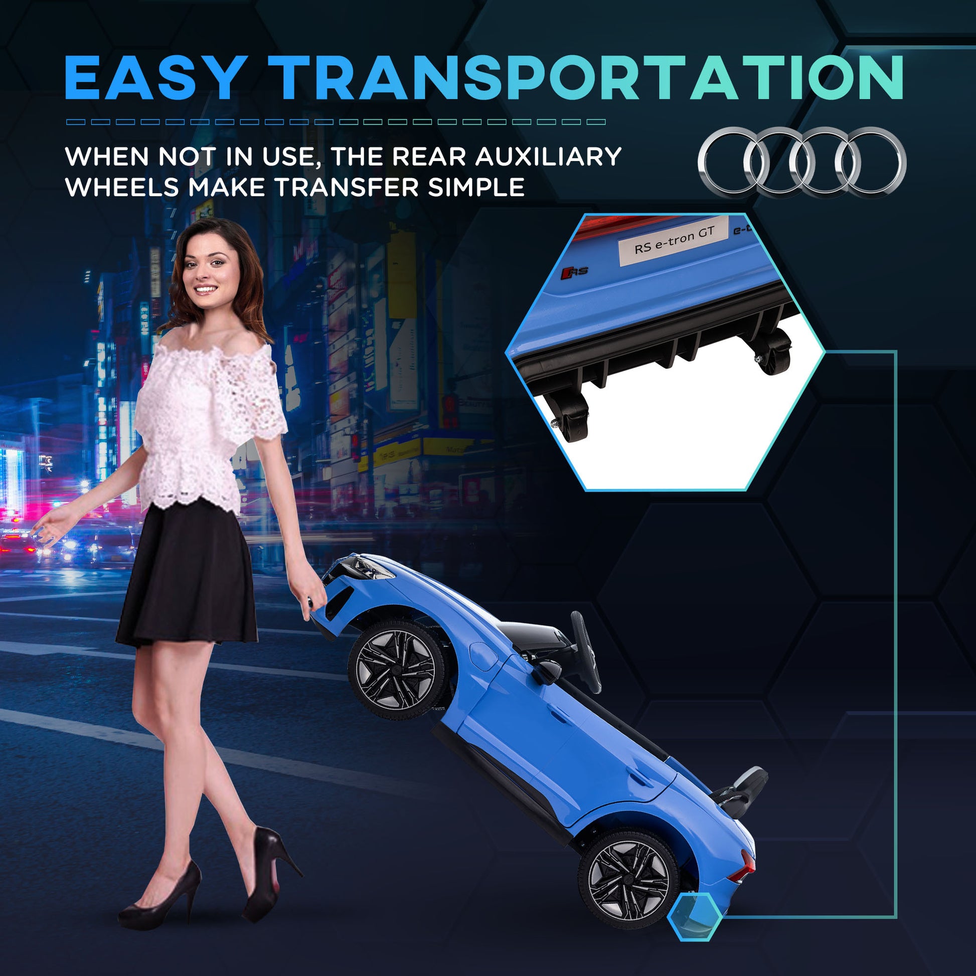 Audi RS e-tron GT Licensed 12V Kids Electric Ride on W/ Remote, Blue -  Kids Electric Cars & Toys