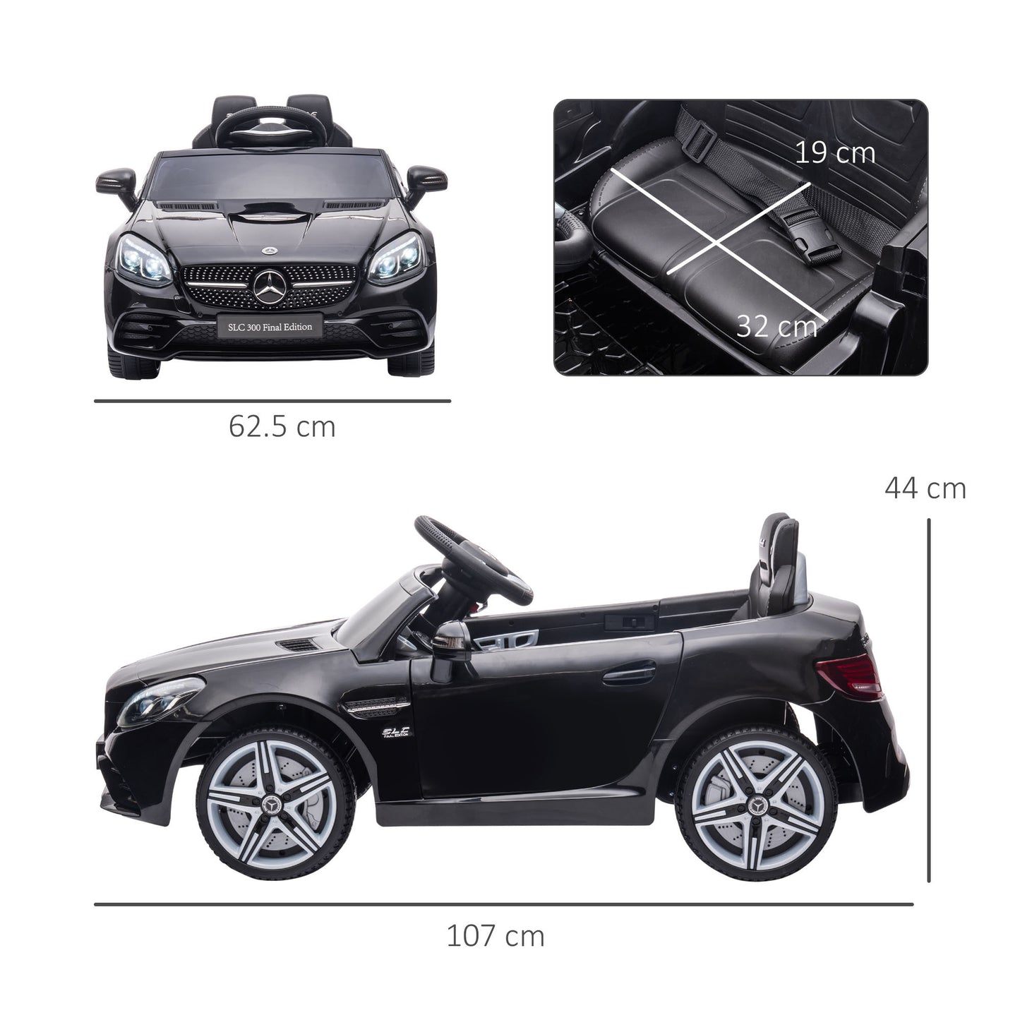 Benz 12V Kids Electric Ride On Car W/ Remote Control Music Black -  Kids Electric Cars & Toys