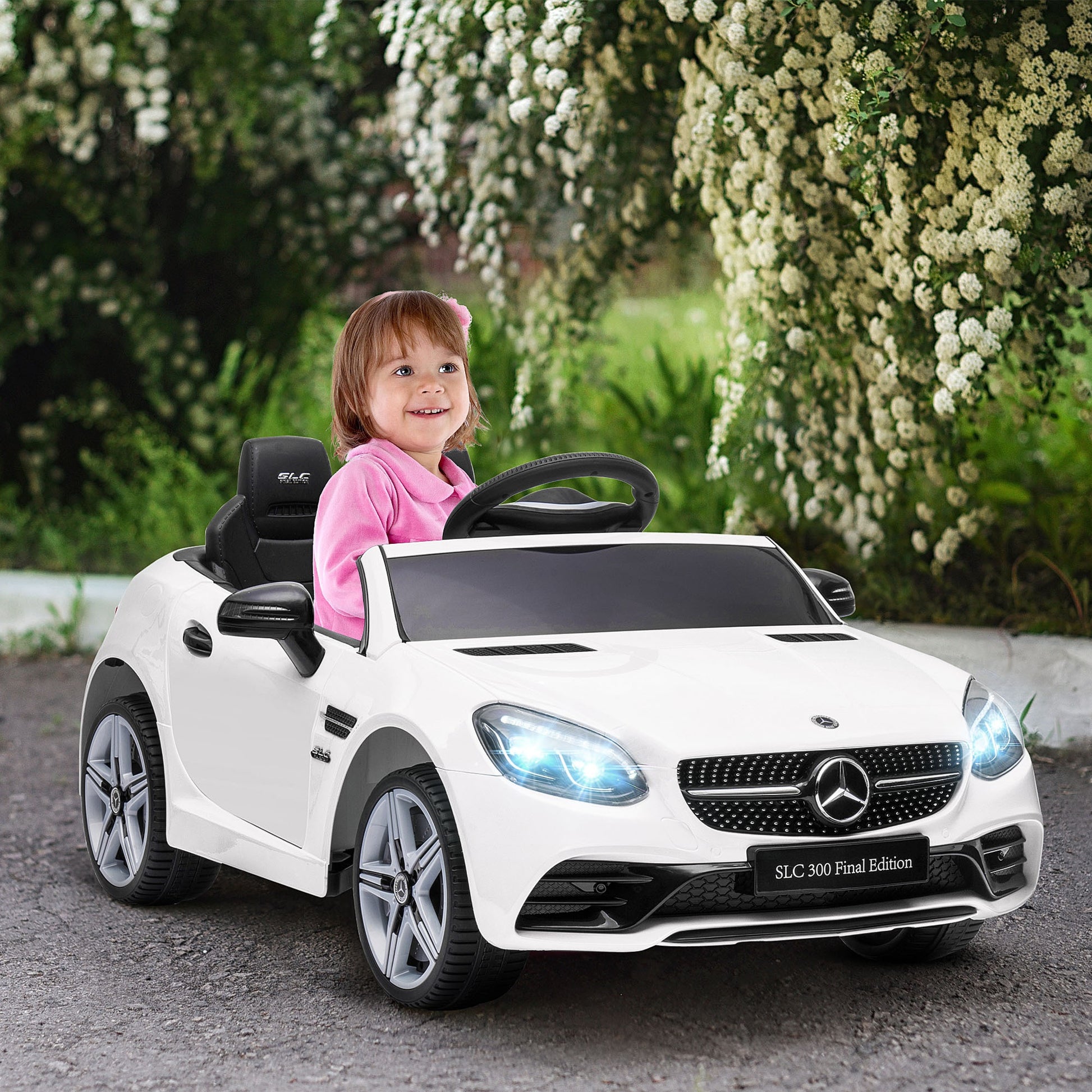 Benz 12V Kids Electric Ride On Car W/ Remote Control Music White -  Kids Electric Cars & Toys