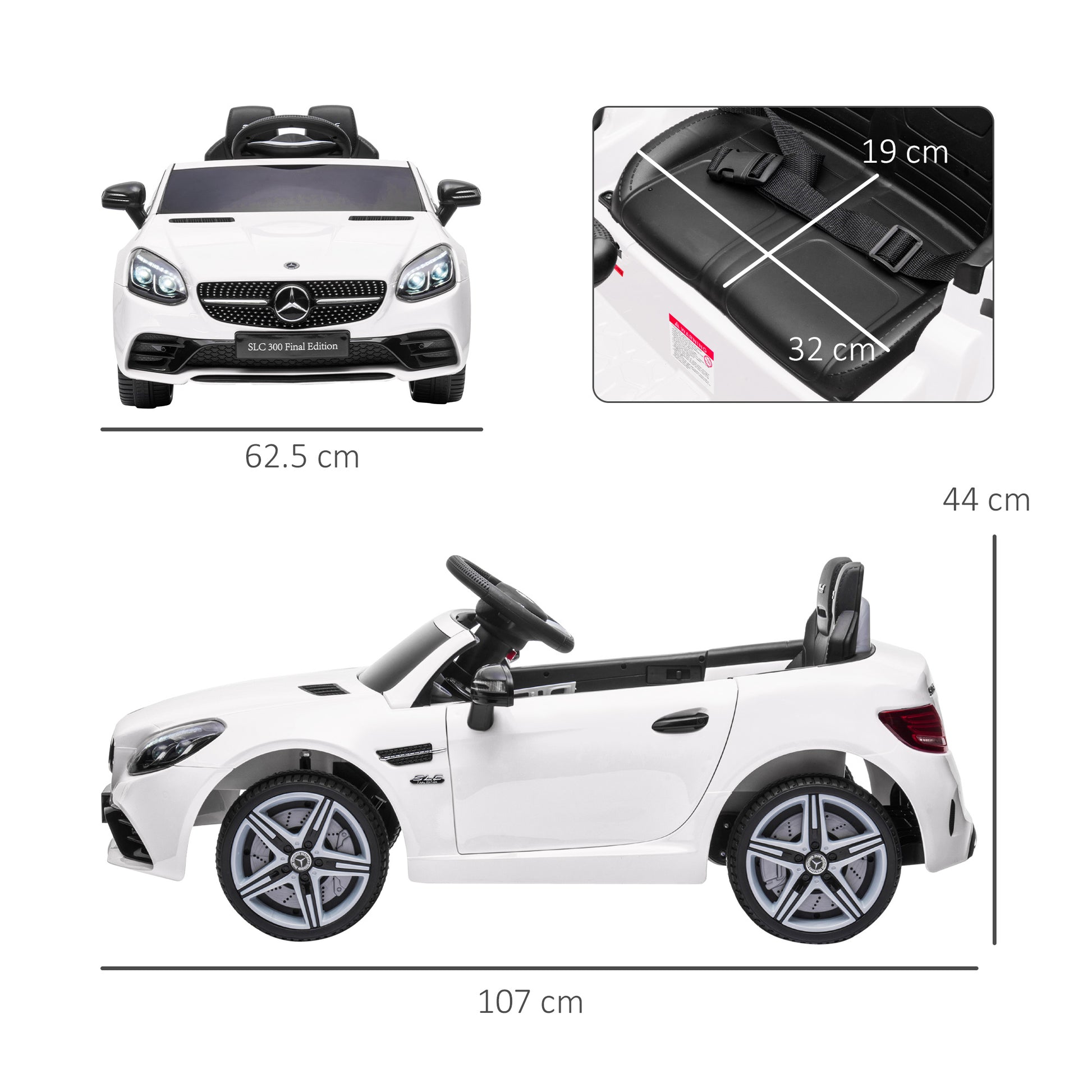 Benz 12V Kids Electric Ride On Car W/ Remote Control Music White -  Kids Electric Cars & Toys