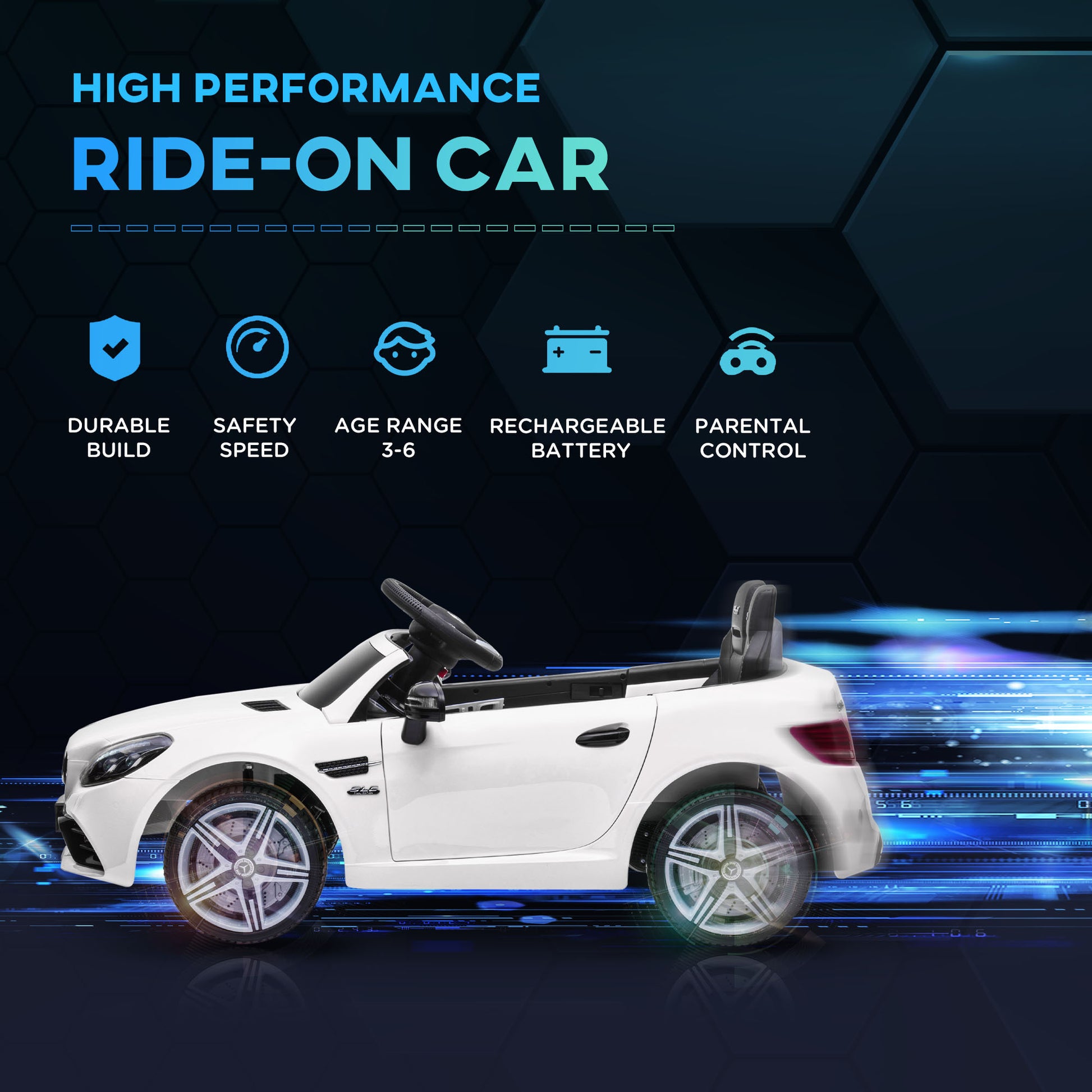 Benz 12V Kids Electric Ride On Car W/ Remote Control Music White -  Kids Electric Cars & Toys