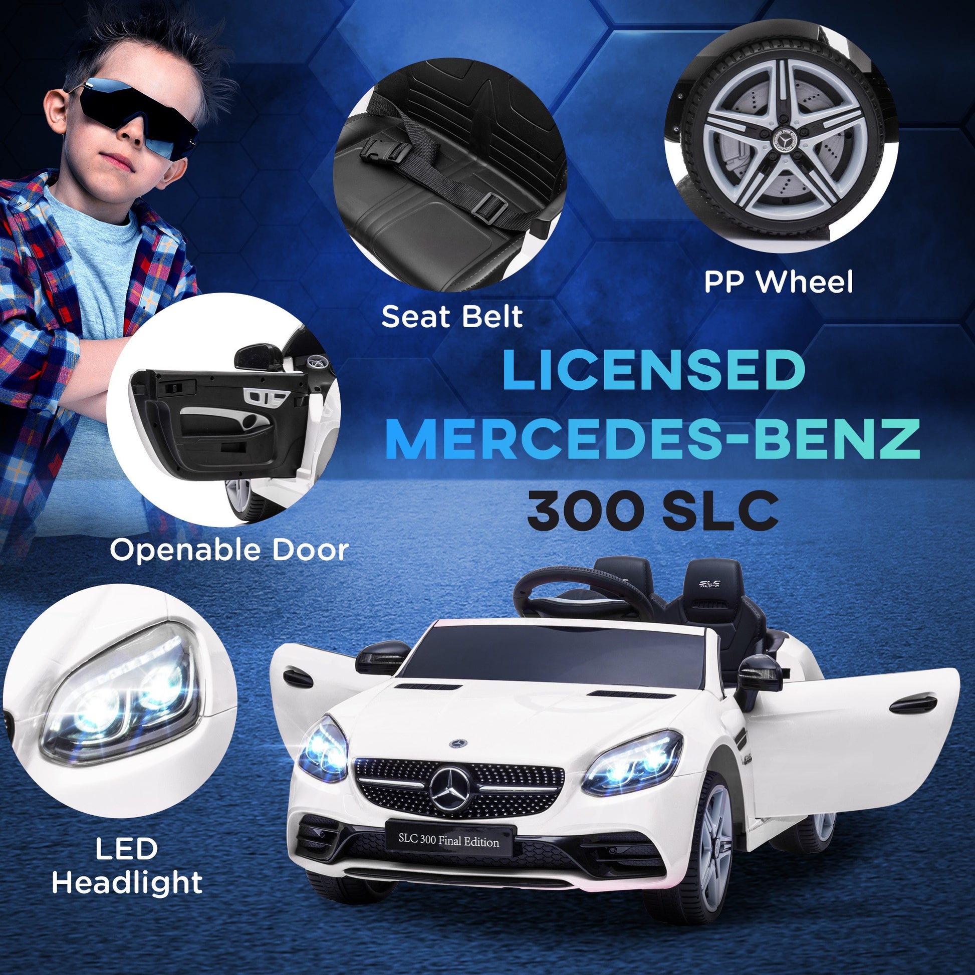 Benz 12V Kids Electric Ride On Car W/ Remote Control Music White -  Kids Electric Cars & Toys